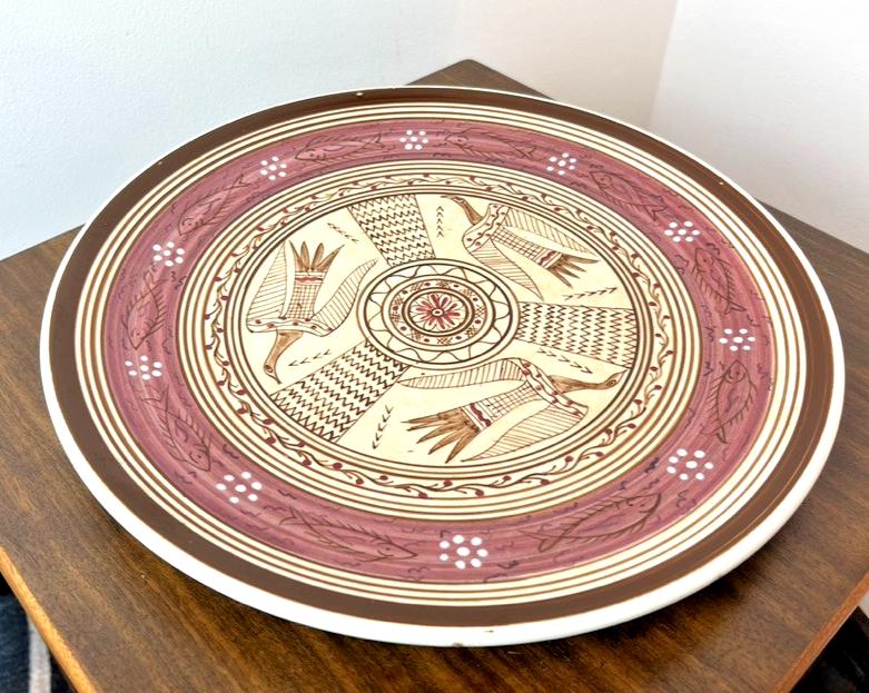 Greek art pottery plate wall hanging 29cm – athens decorative vintage