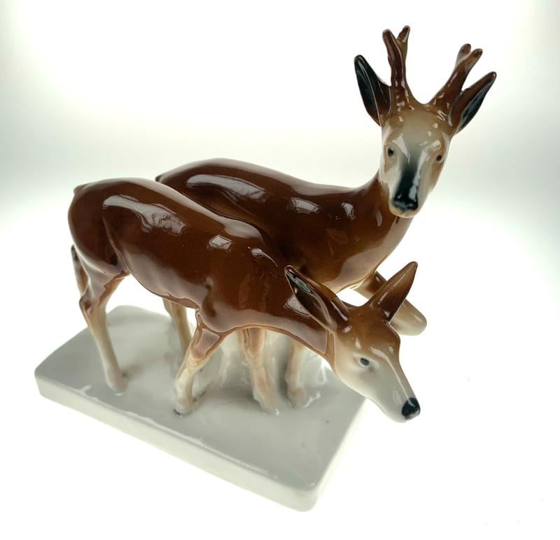 Vintage Carl Scheidig Porcelain Deer Figurine: Made in Germany