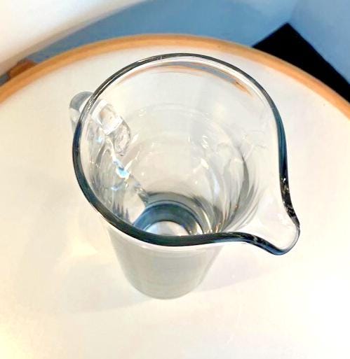 Mid century cocktail pitcher in clear hand blown glass tall glass pitcher 29.5cm