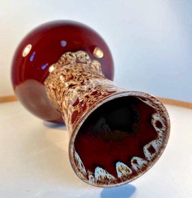 Mid century melba ware brown drip glaze lava vase 1970s h24cm vgc vintage vase