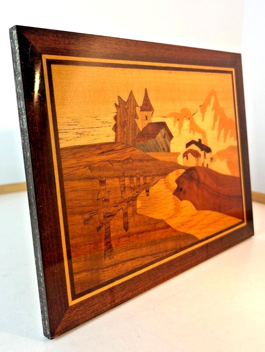 Mid Century Inlaid Wood Picture by G Frusico Sorrento Italian Artwork