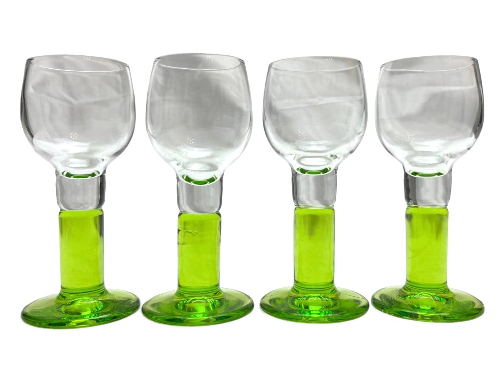 Set of 4 vintage bormioli rocco limoncino stemmed goblets mid century glasses