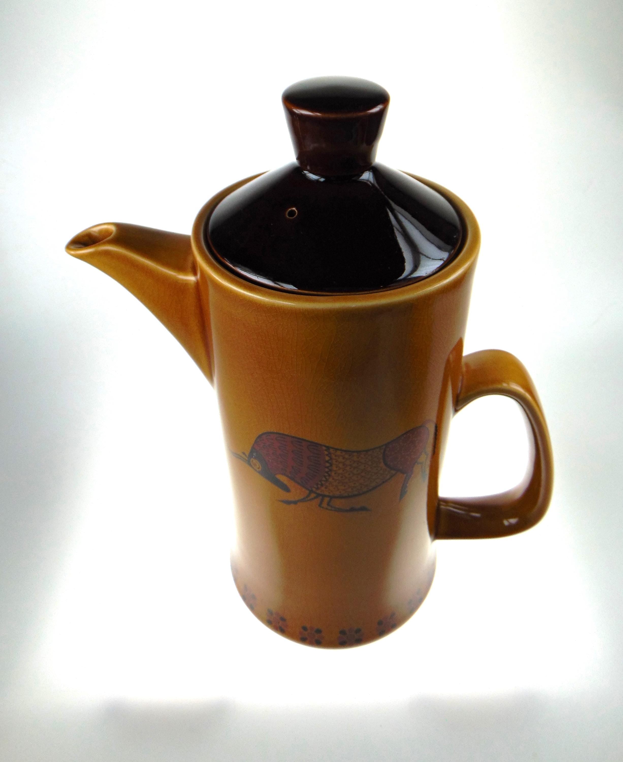 Royal Worcester Palissy Sierra Coffee Pot: Mid-Century Taurus Design
