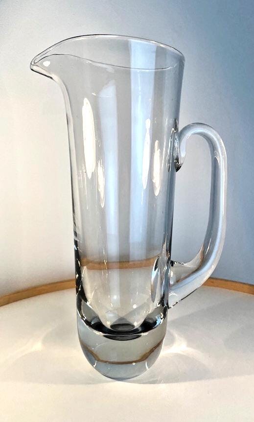 Mid century cocktail pitcher in clear hand blown glass tall glass pitcher 29.5cm