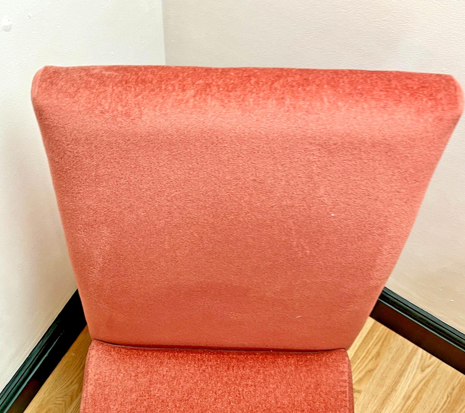 Vintage Mid Century Style Slipper Chair Pink Accent Chair Retro Upholstered Wood
