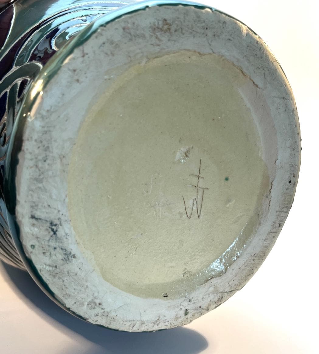 Vintage 52cm Maggie Fisher Celtic pottery vase / urn in floorstanding signed 'MF' Large Floor Vase