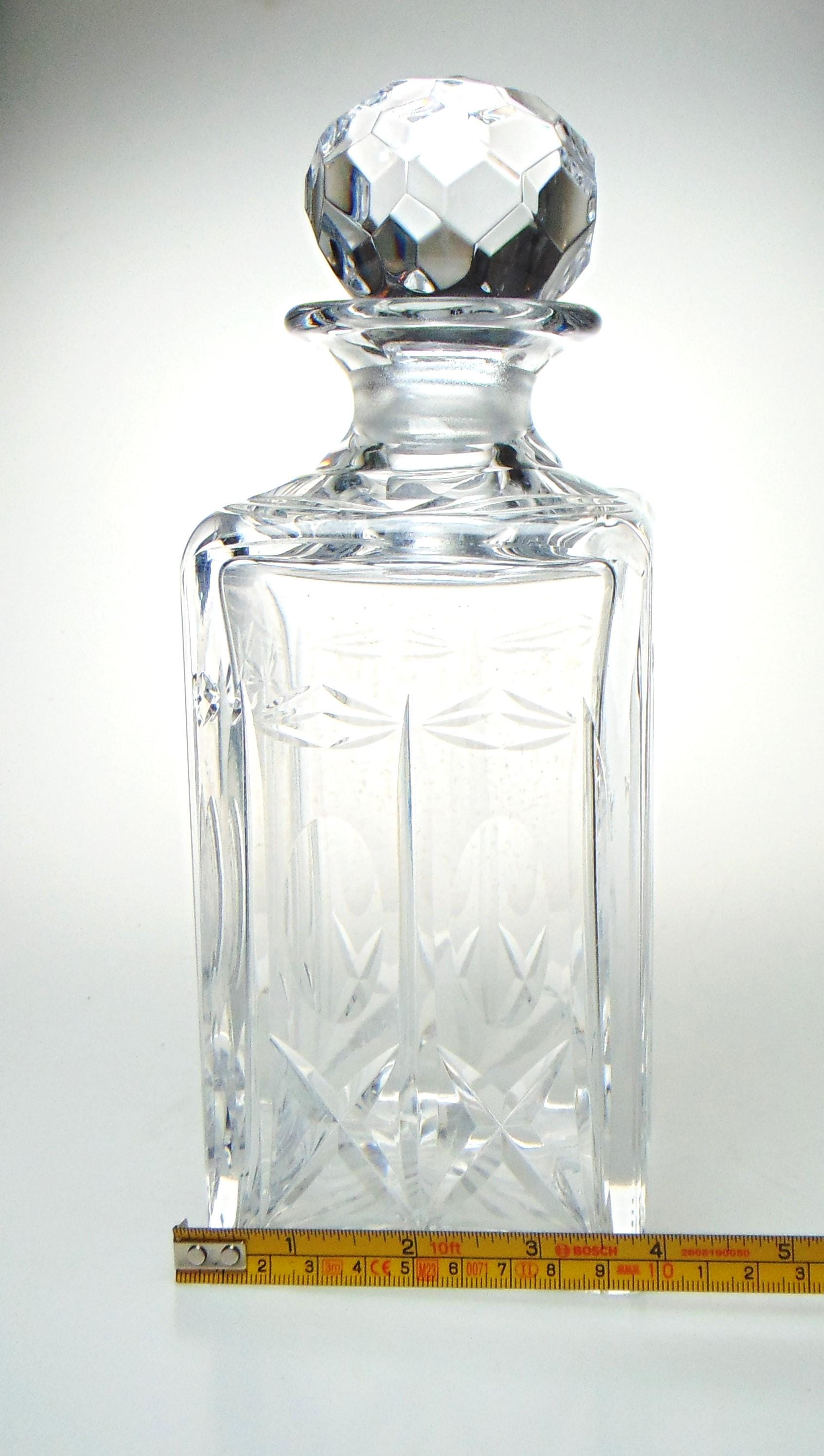 Webb Crystal Decanter: Vintage Square Brandy Whisky Decanter