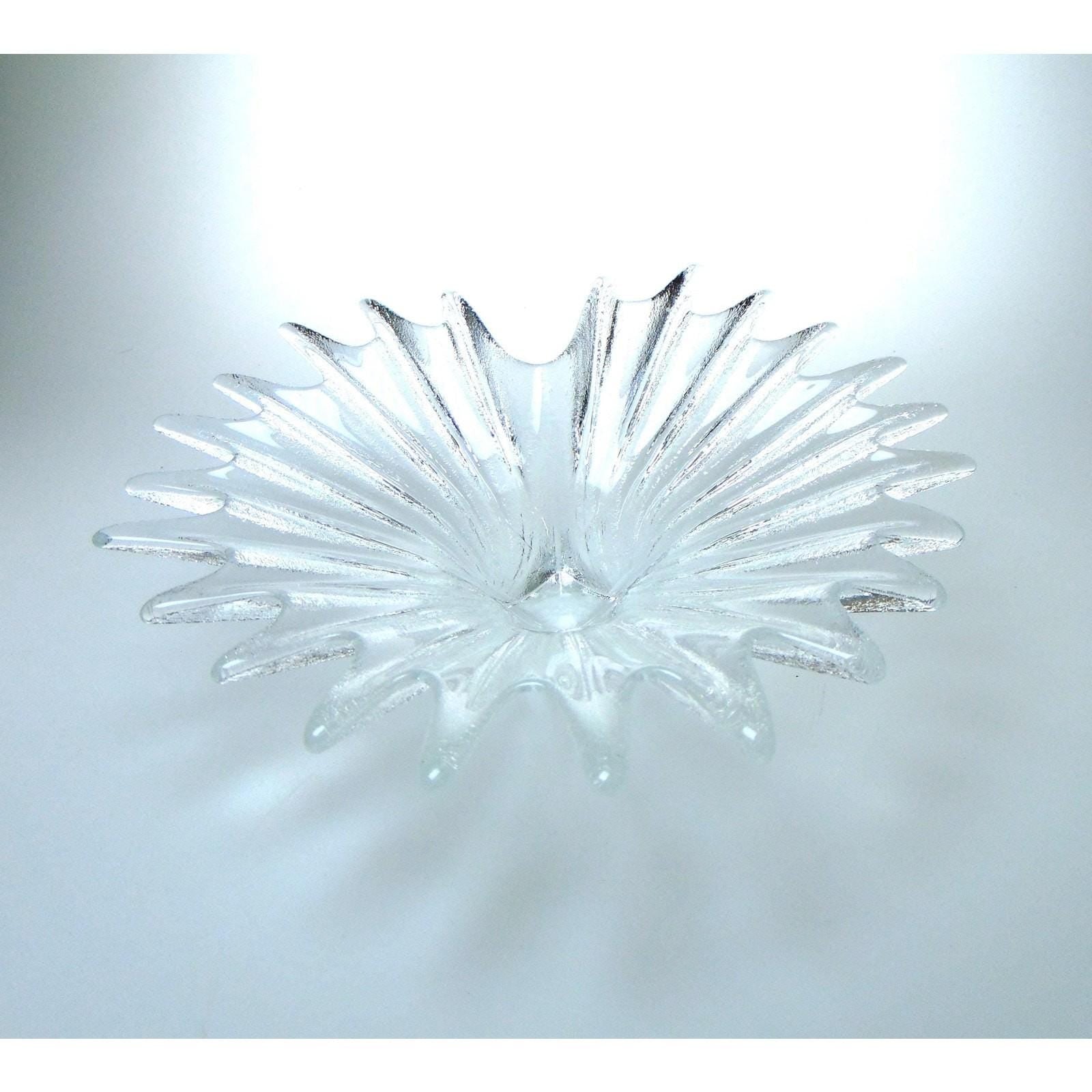 Dartington crystal palm dish in clear crystal. decorative crystal bowl 1980s