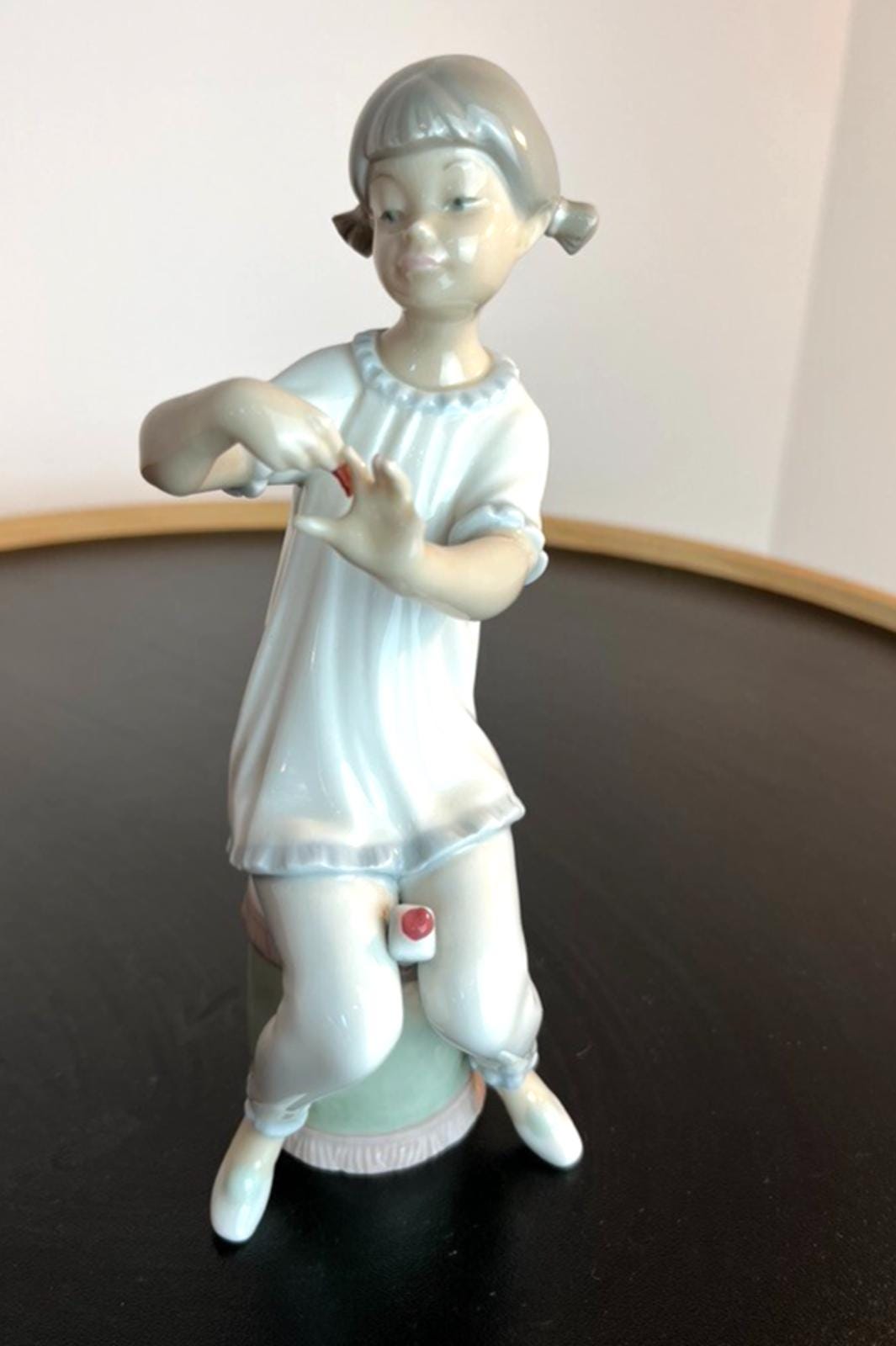 Lladro Girl Manicuring in Pyjamas, Number 1082 Nail Polish Porcelain Figurine