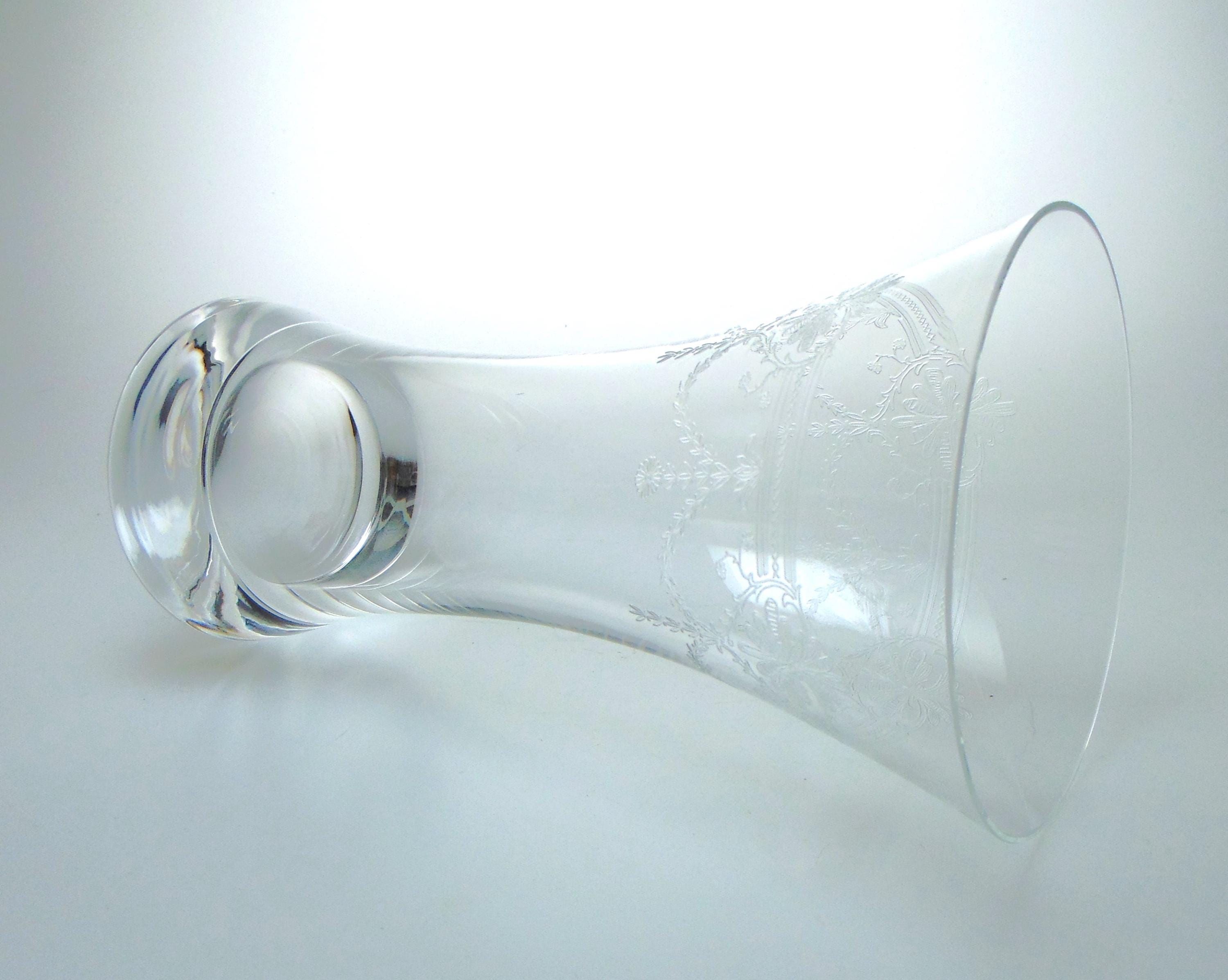Crystal Vase with Etched Floral and Decorative Detailing