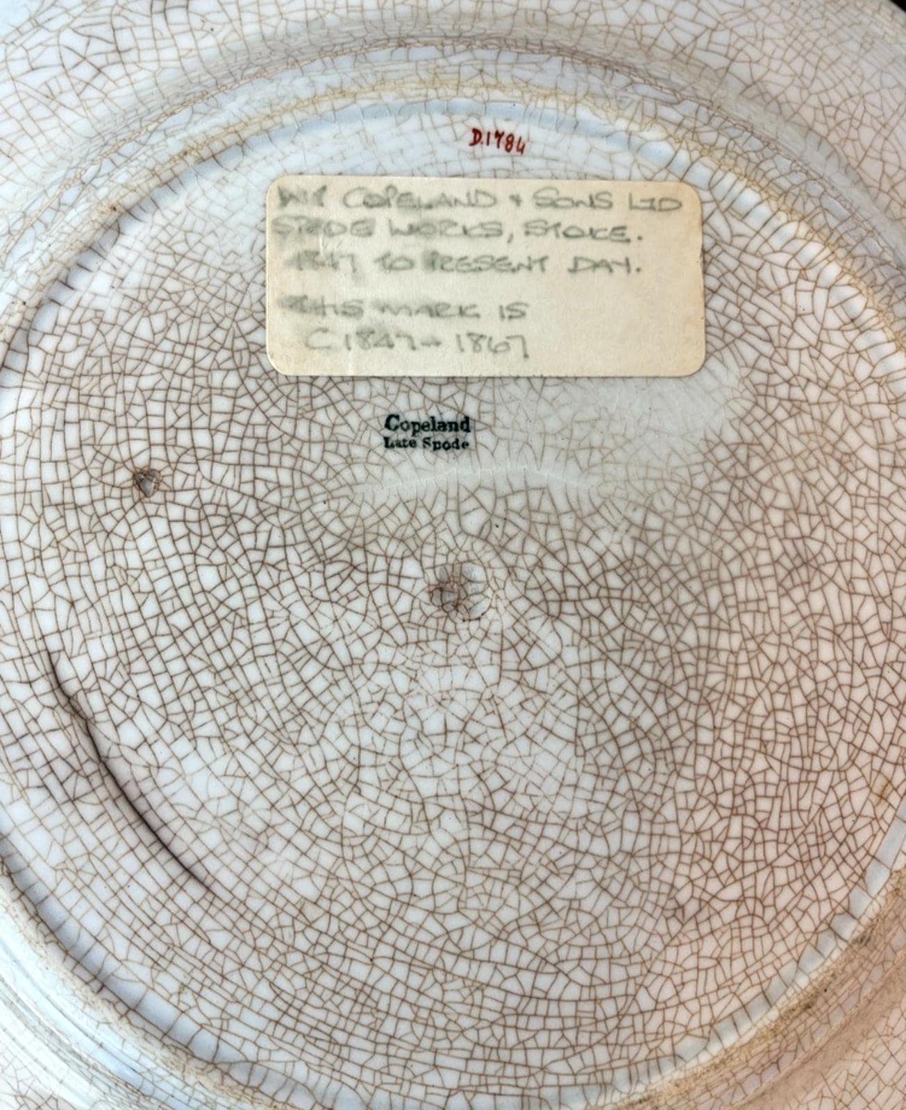 Antique Copeland Plate, 1847 - 1867, 24cm. No. D1847. Collectors Plate Oriental