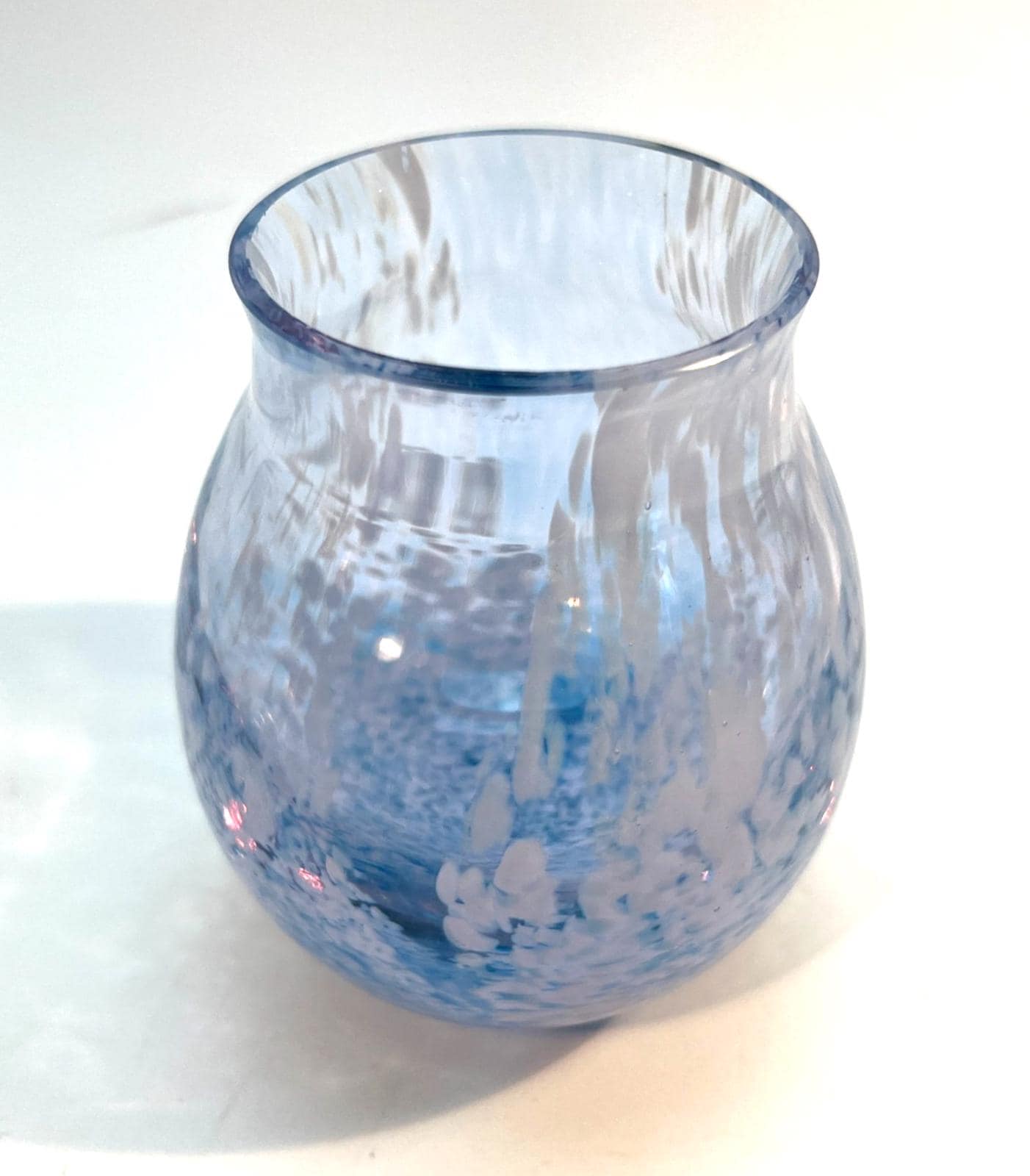Caithness Glass Vase Blue And White Swirl Pattern H9cm W7cm Pale Blue & Lilac