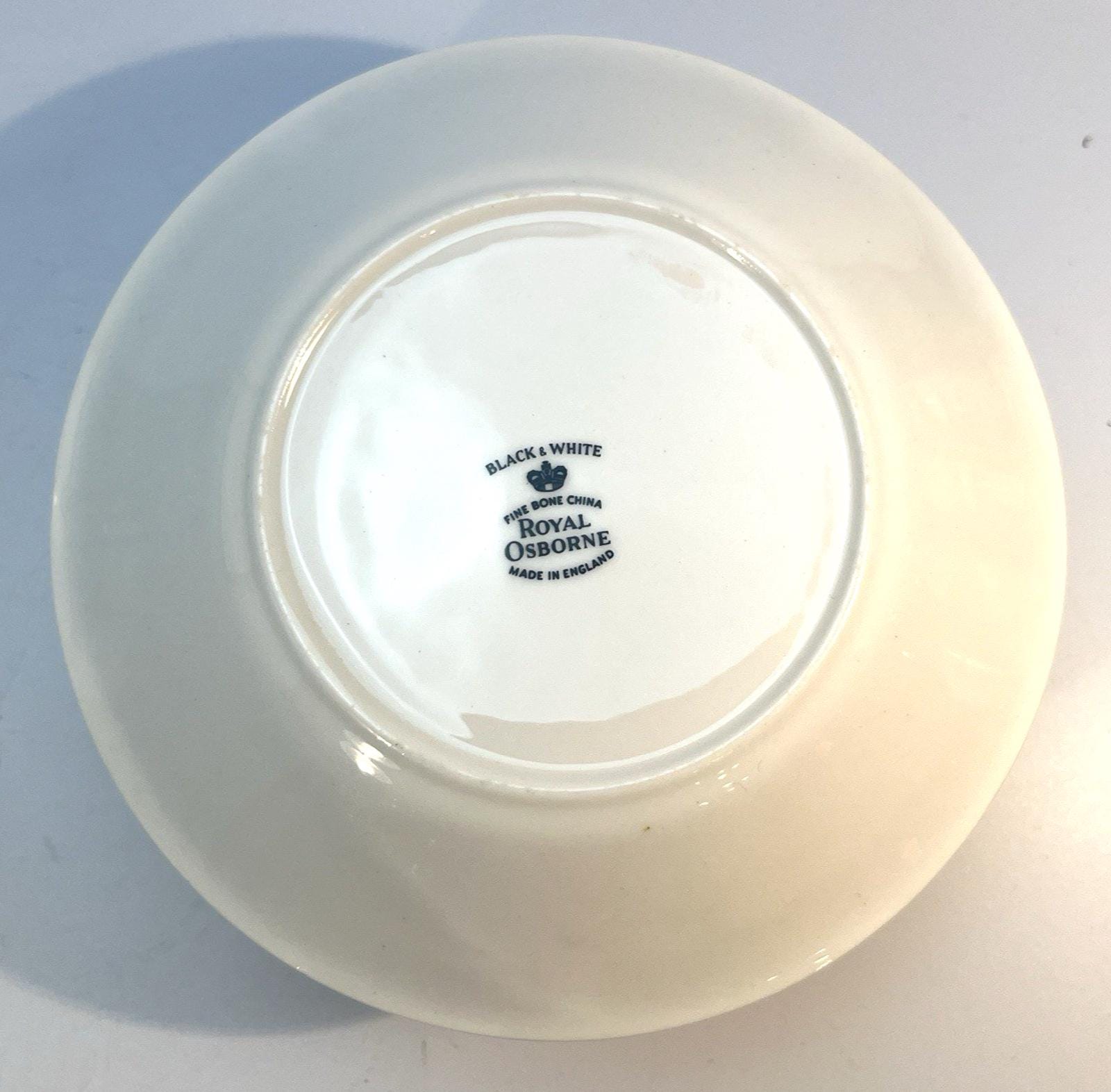 Royal Osborne Black & White Cups and Saucers: Mid-Century Fine Bone China