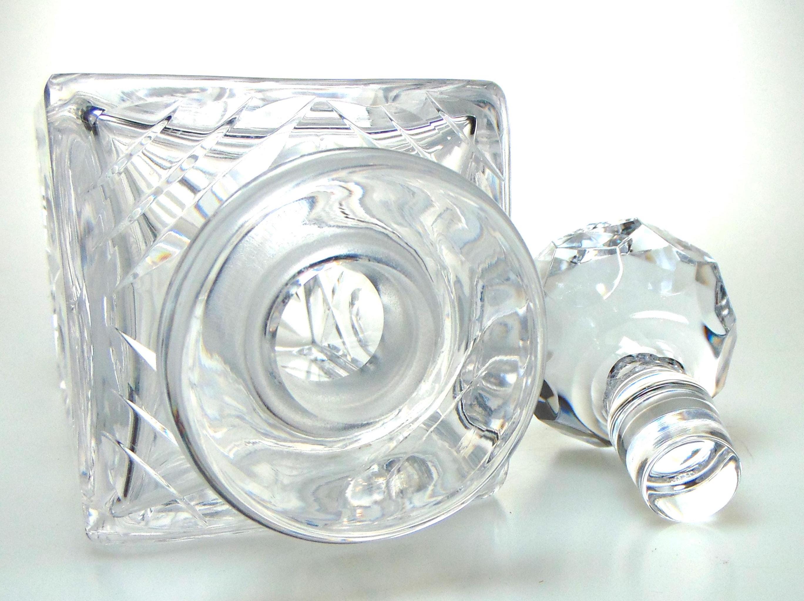 Webb Crystal Decanter: Vintage Square Brandy Whisky Decanter