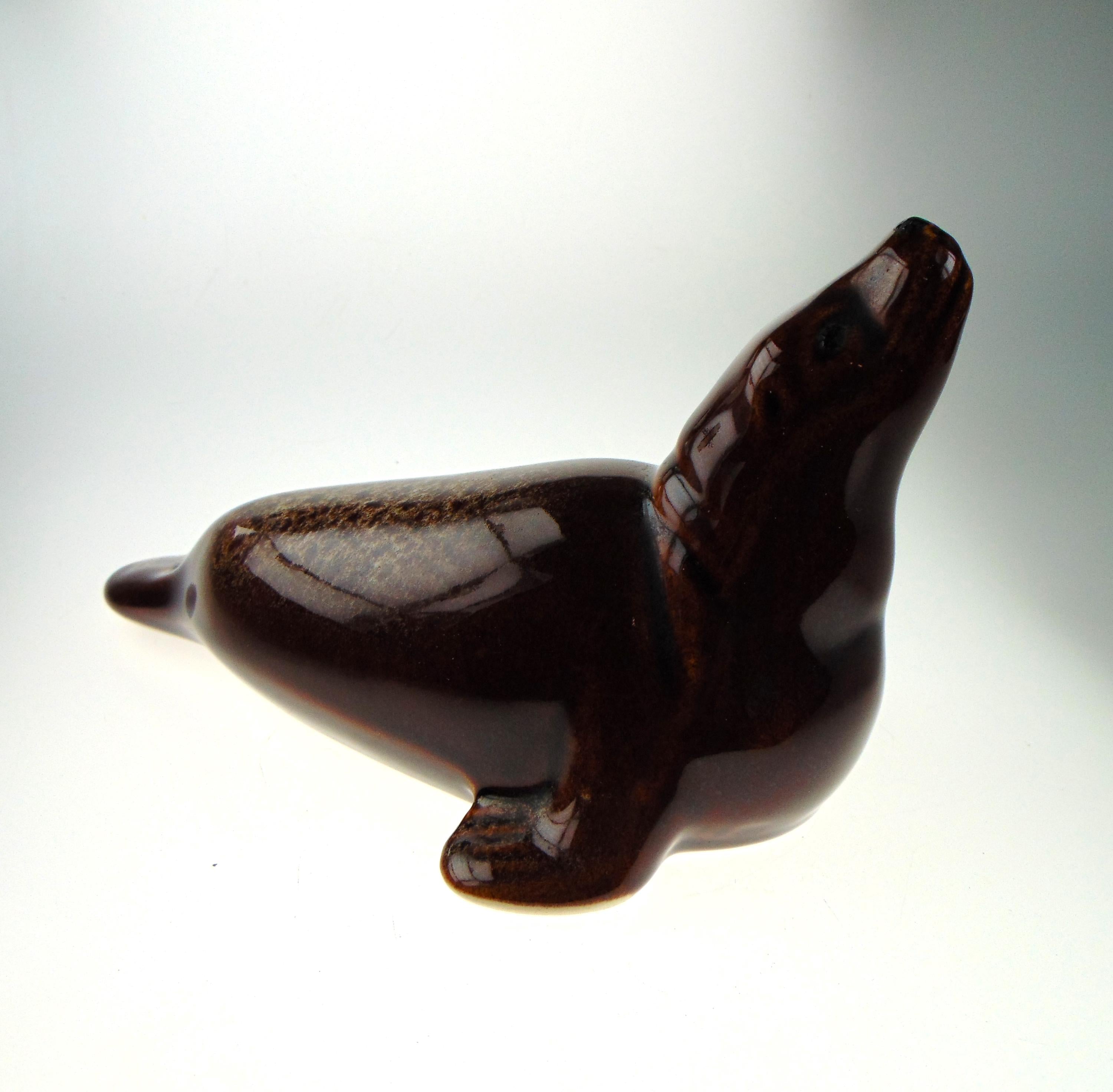 Seal Figurine by Fosters in Brown Honeycomb Finish