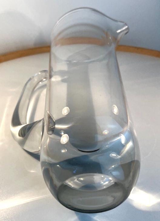 Mid century cocktail pitcher in clear hand blown glass tall glass pitcher 29.5cm