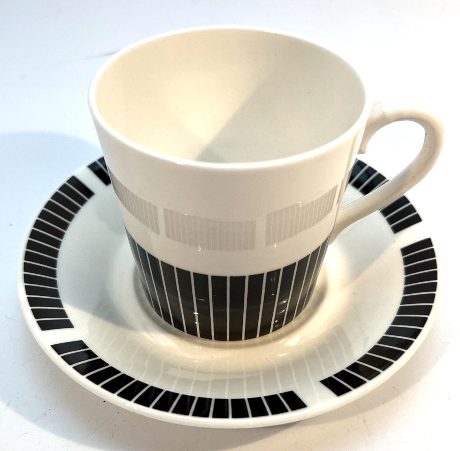 Royal Osborne Black & White Cups and Saucers: Mid-Century Fine Bone China