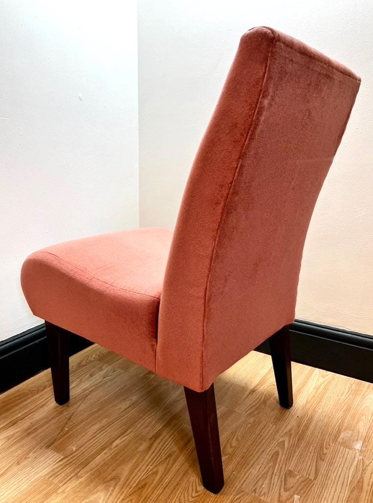 Vintage Mid Century Style Slipper Chair Pink Accent Chair Retro Upholstered Wood