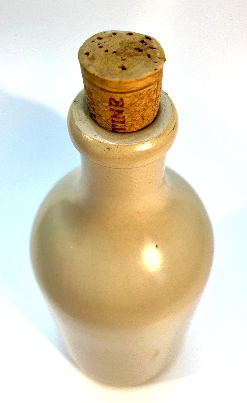 Vintage Stoneware Bottle with Cork Stopper – 0.5L Capacity, Rustic MKM Pottery