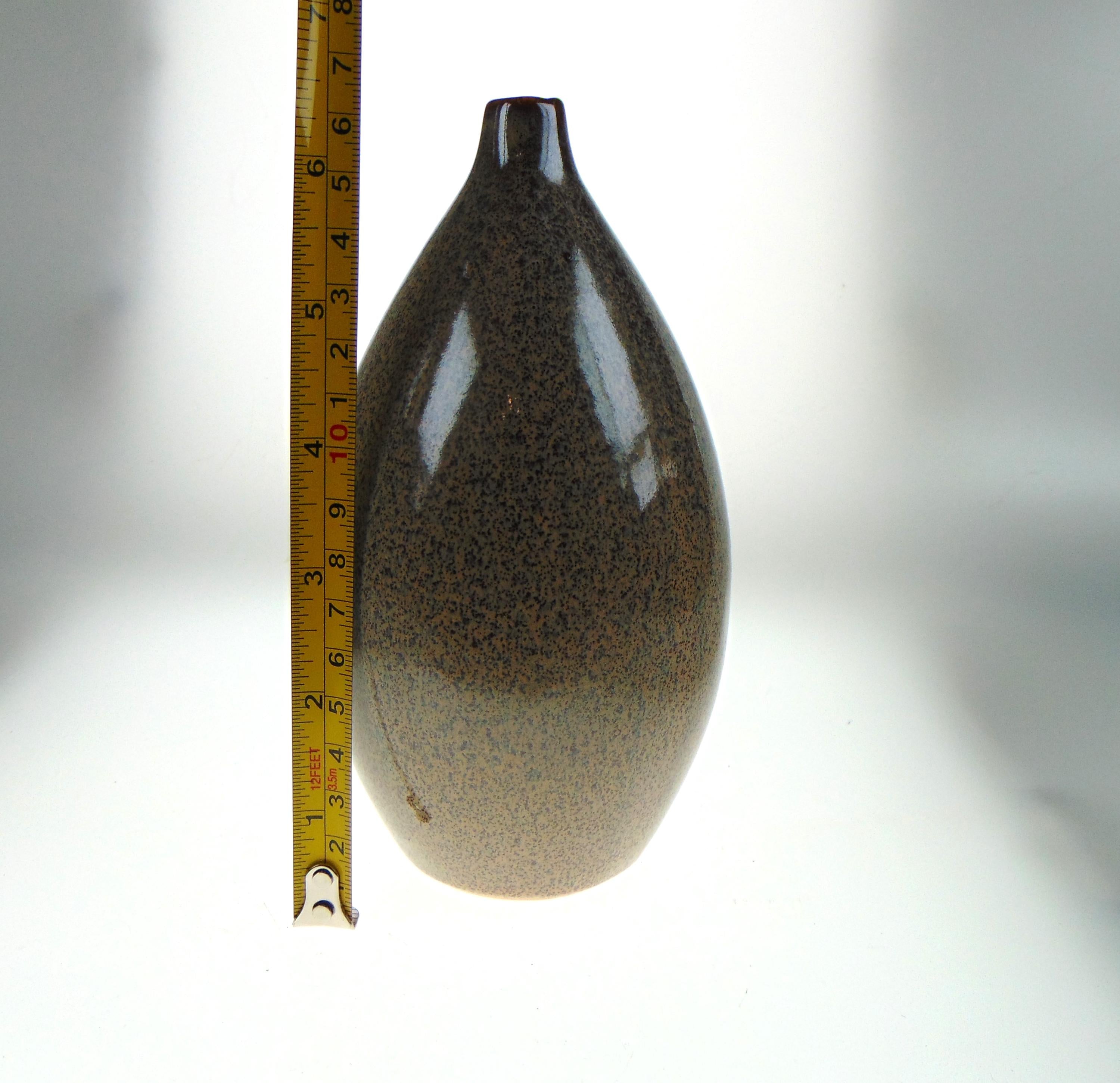 1970s Studio Art Pottery Bud Vase: Speckled Retro Decor