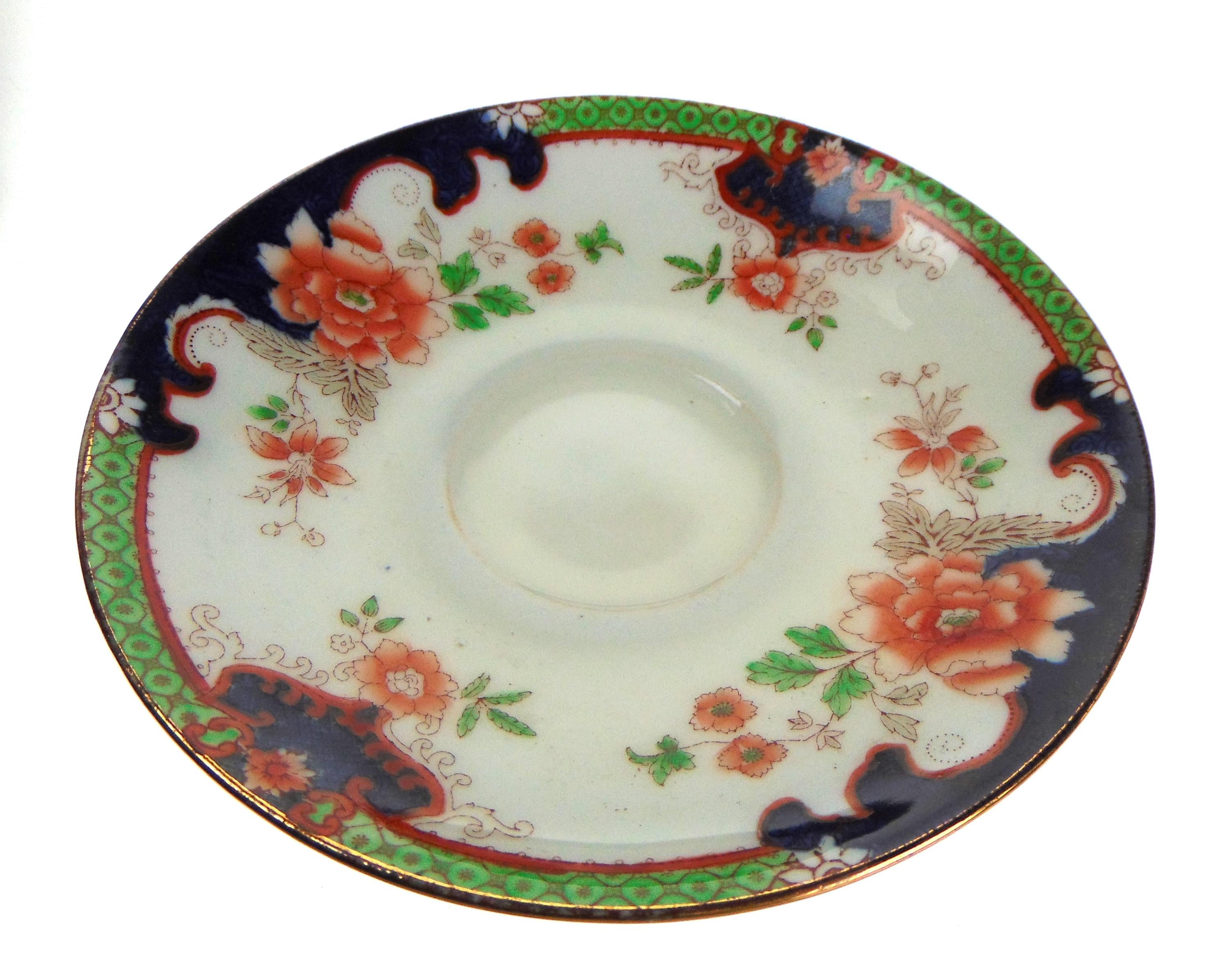Royal Doulton Teacup and Saucer: Antique English Bone China, Imari Floral