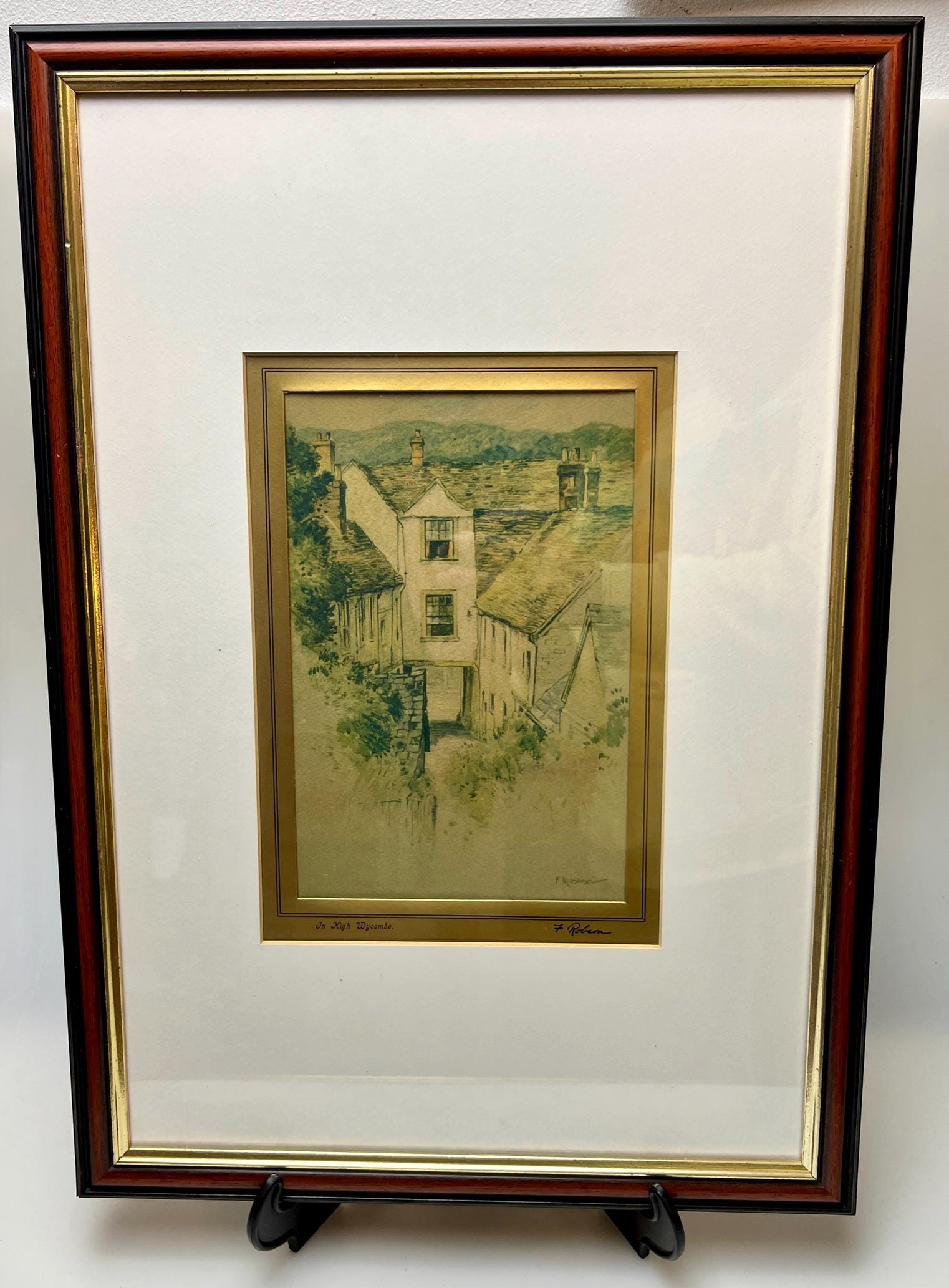 5 Vintage F. Robson Signed Prints English Architecture Scenes Framed