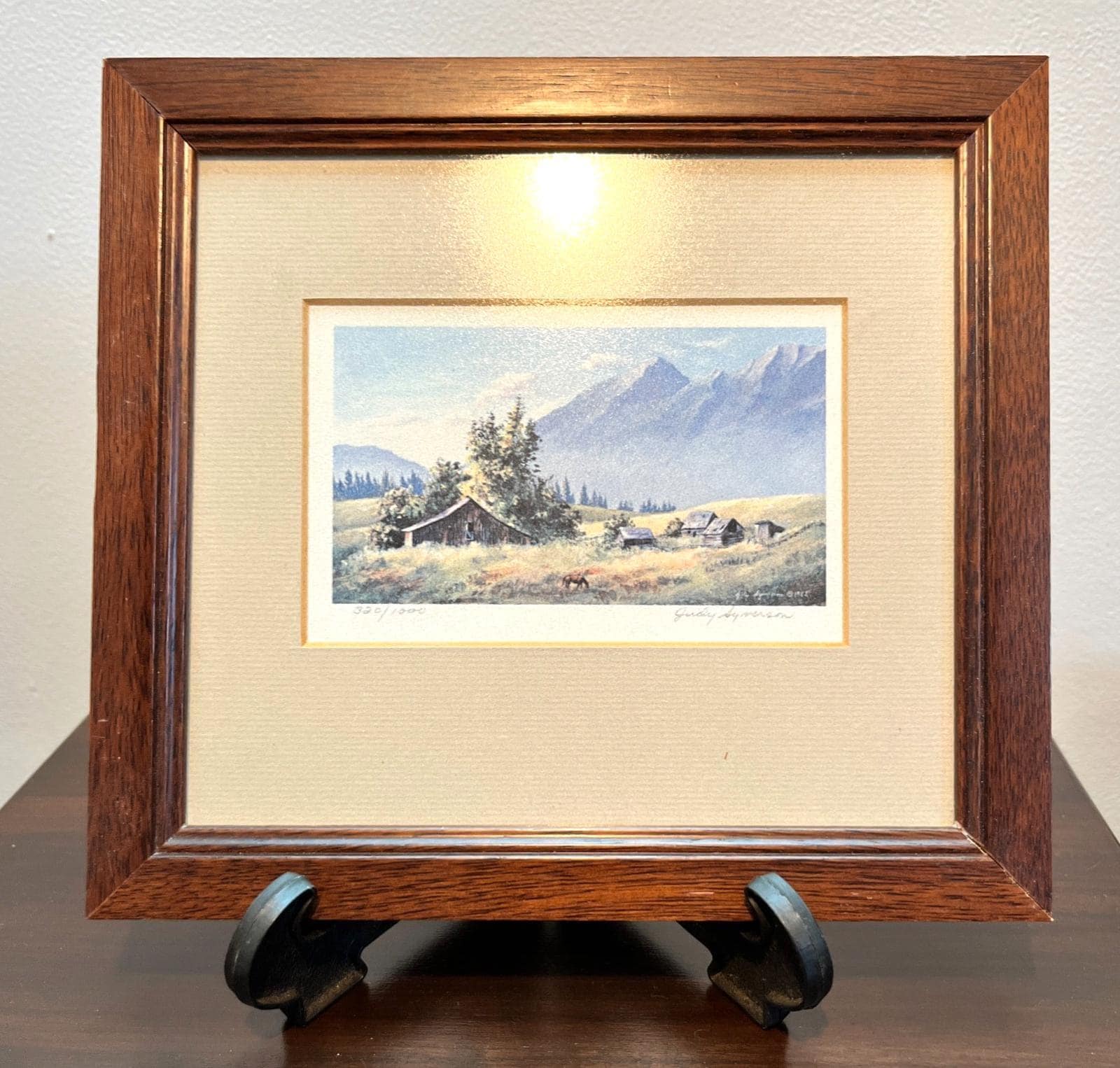Judy syverson 1982 signed print limited edition, countryside scene, framed art of canadian farm scene