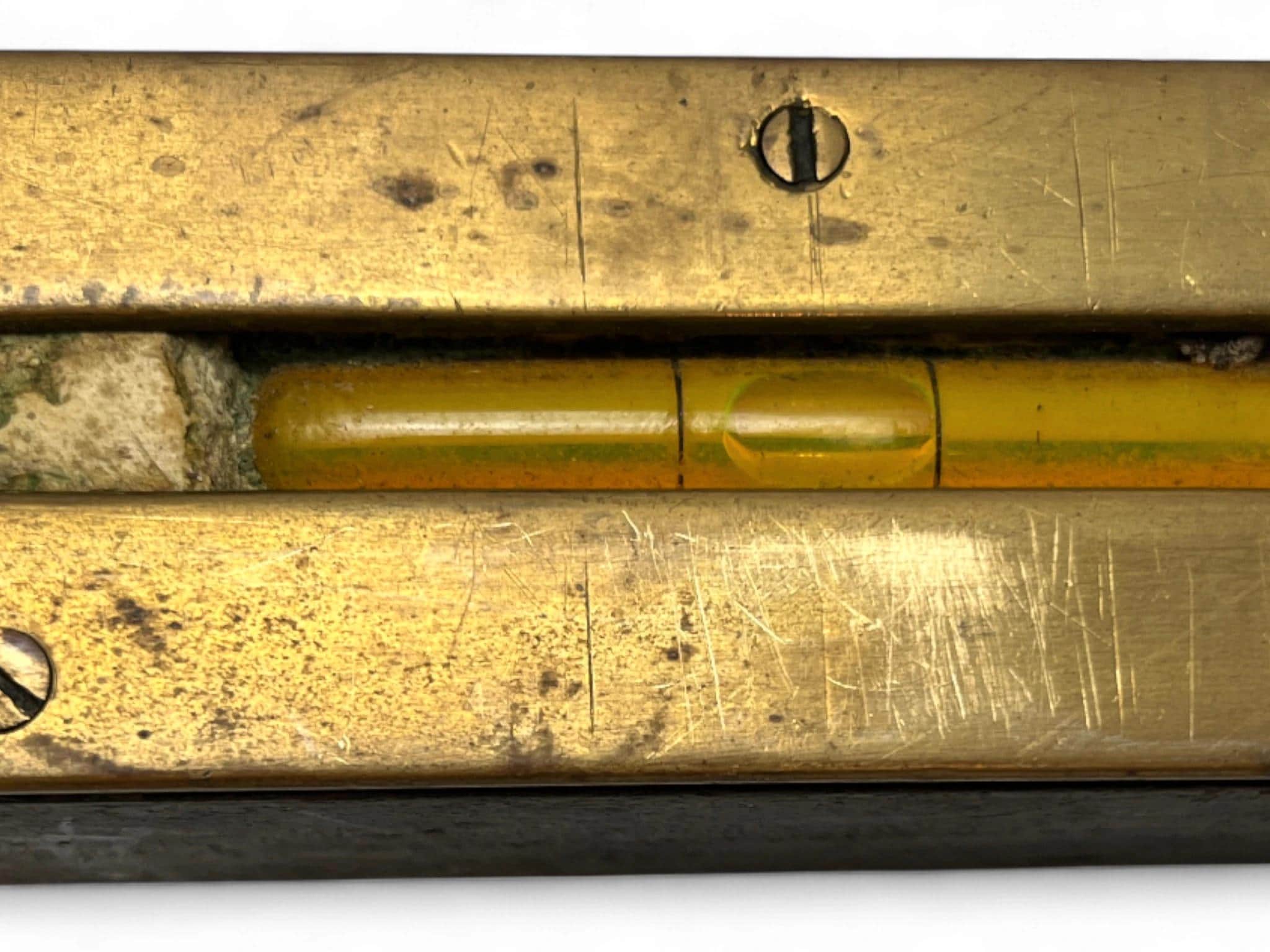 Antique Brass & Wood Spirit Level 2ft Carpenter’s Tool – Vintage Industrial Decor