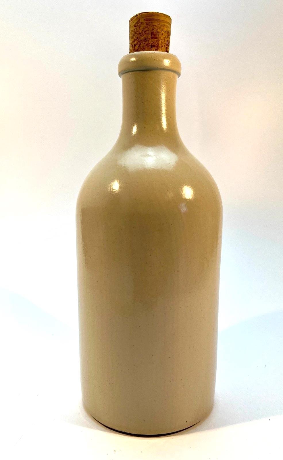 Vintage Stoneware Bottle with Cork Stopper – 0.5L Capacity, Rustic MKM Pottery
