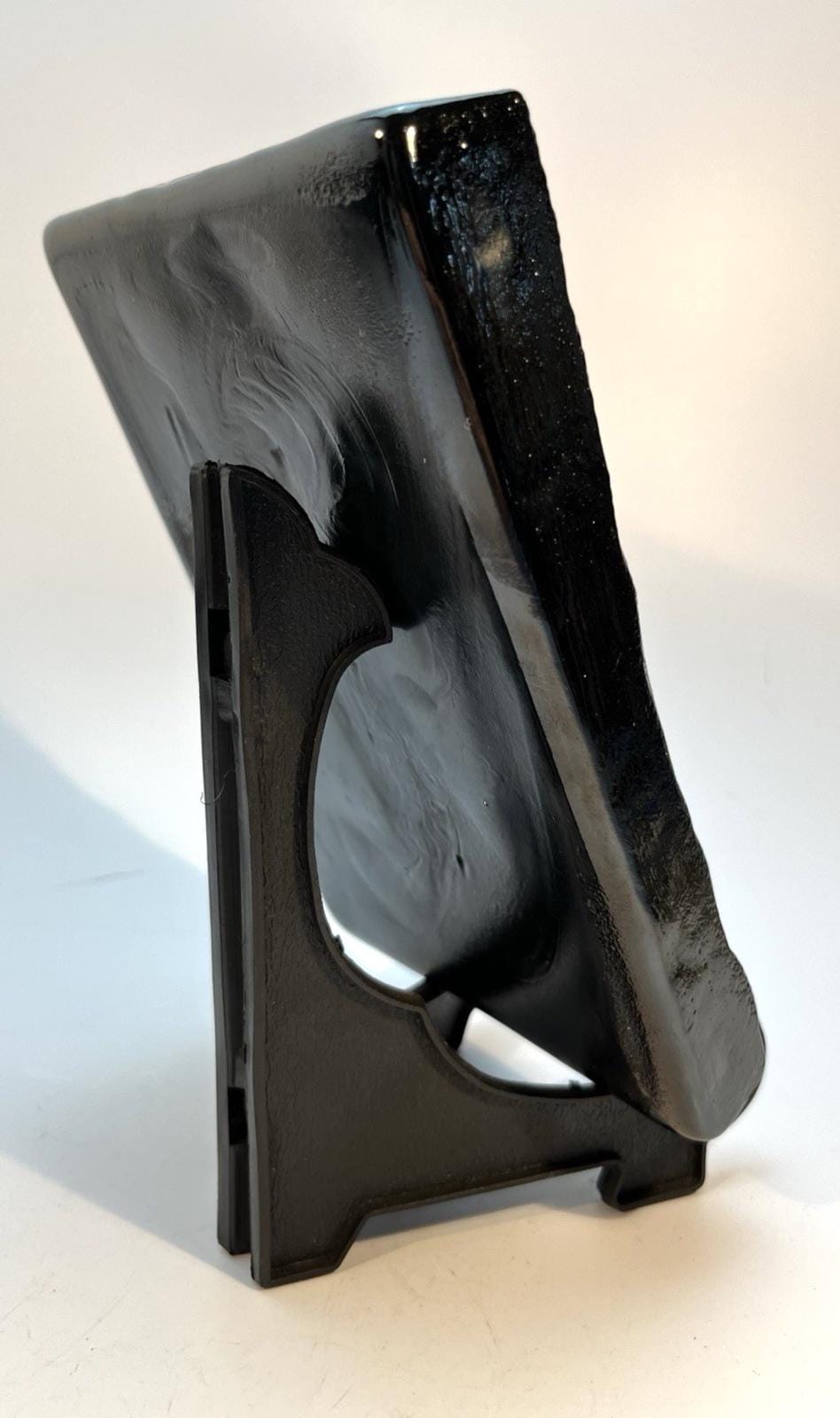 Vintage Nude Woman Plaque Black Ceramic Pottery Art Kneeling Female Figure, 18cm