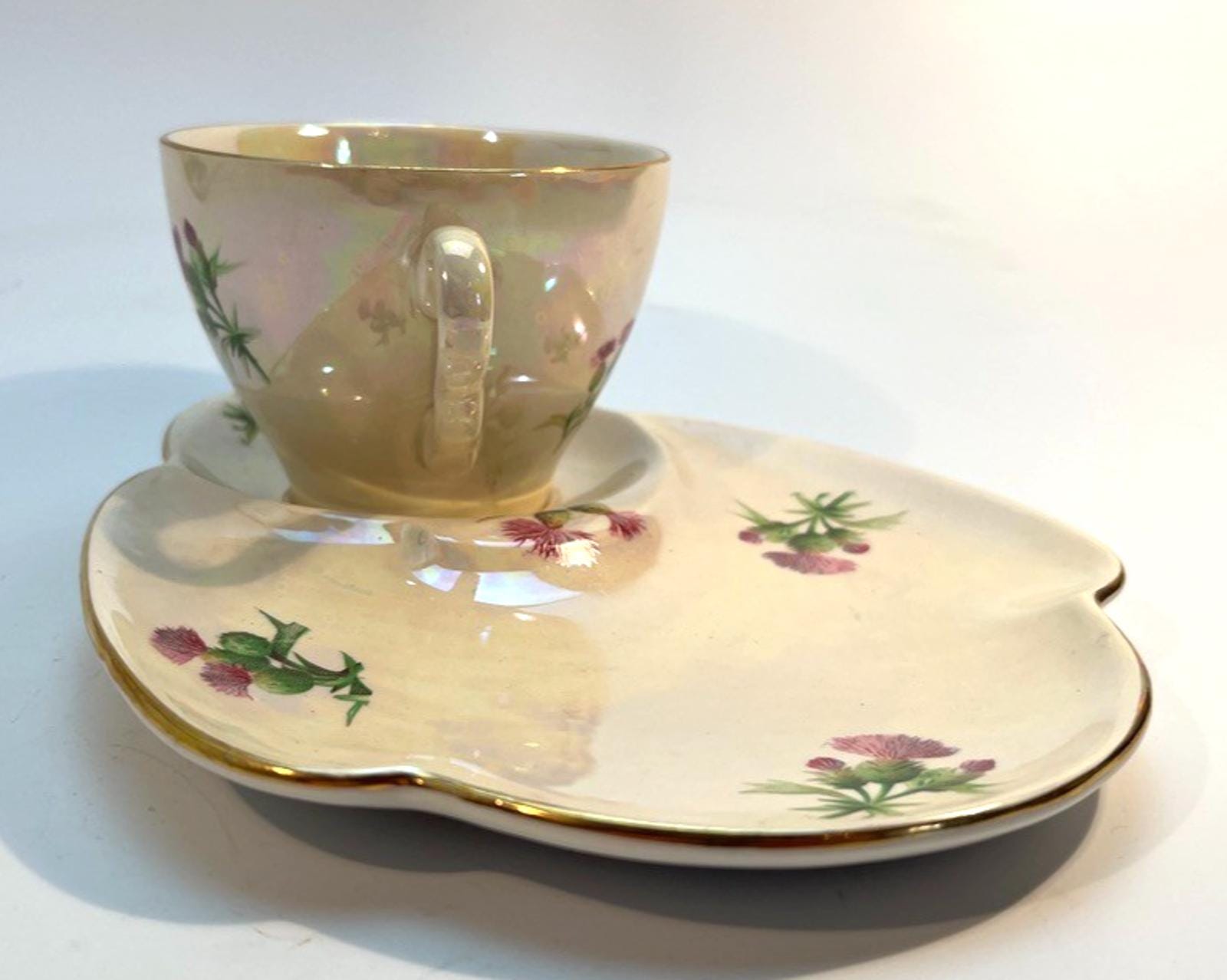 Vintage Royal Winton Thistle Lustreware Snack Set: English Pottery Tennis Set