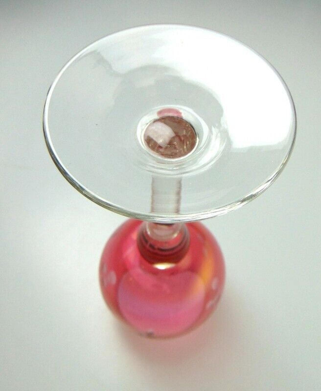 5 Mid Century Crystal Wine Glasses in Cranberry Glass with Etched Floral Detail