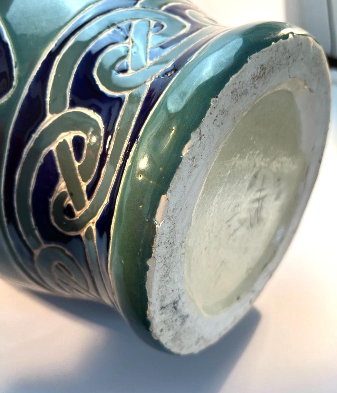 Vintage 52cm Maggie Fisher Celtic pottery vase / urn in floorstanding signed 'MF' Large Floor Vase