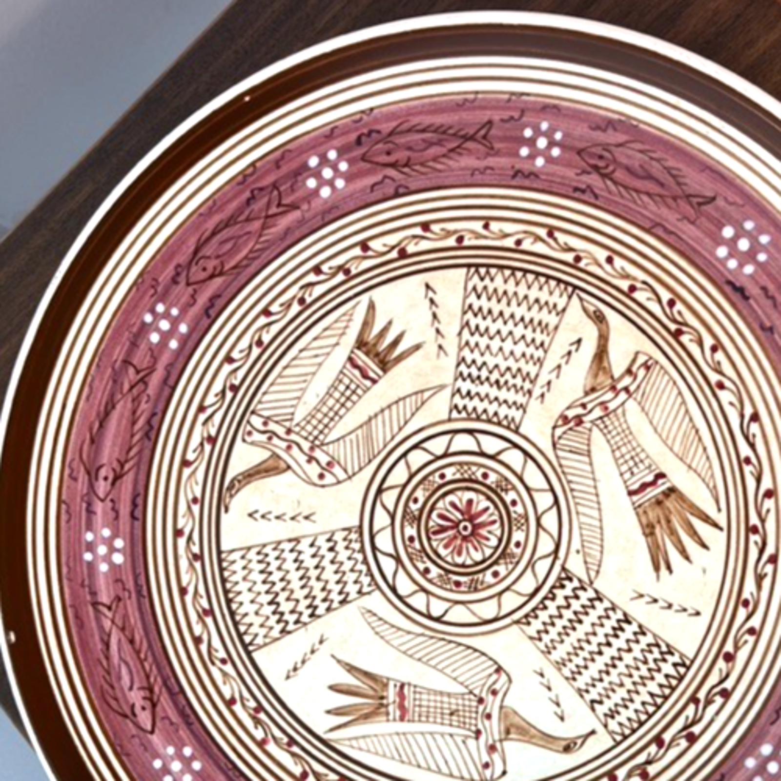 Hand Painted Greek Pottery Plate: 29cm Wall Hanging, Athens Art