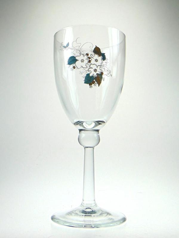 Mid Century Wine Glasses: White Floral Detail, Set of 3