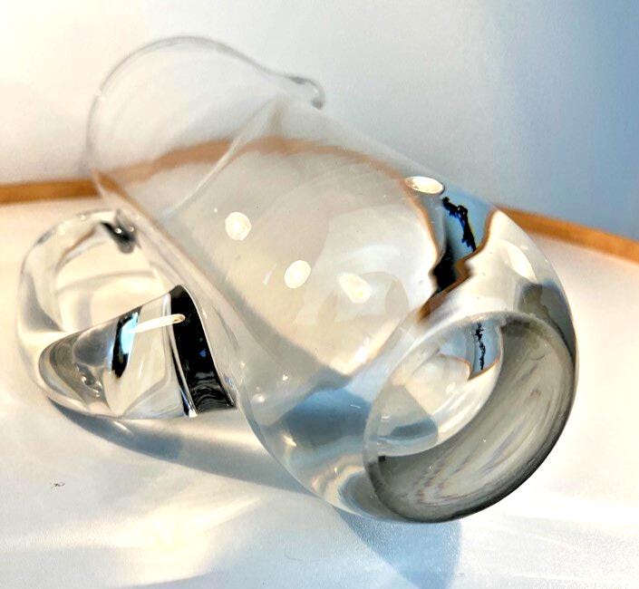 Mid century cocktail pitcher in clear hand blown glass tall glass pitcher 29.5cm