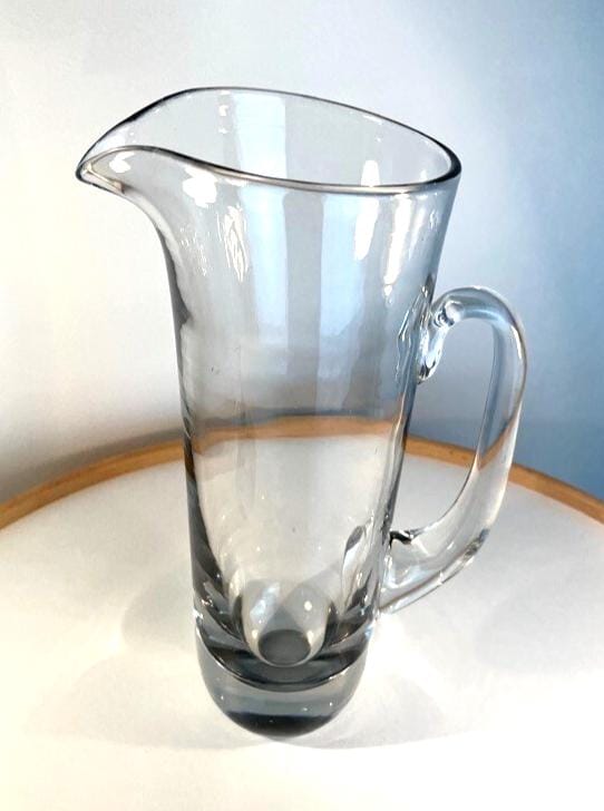 Mid century cocktail pitcher in clear hand blown glass tall glass pitcher 29.5cm