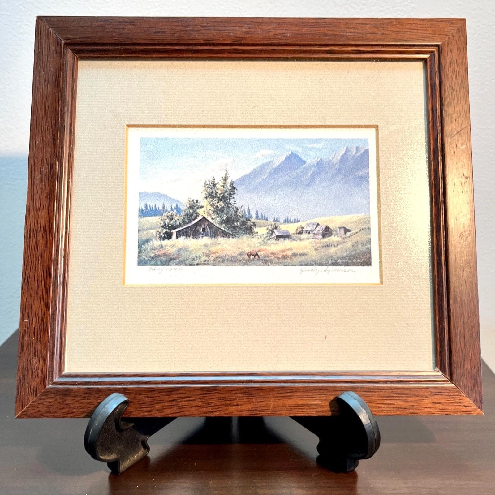 Judy syverson 1982 signed print limited edition, countryside scene, framed art of canadian farm scene
