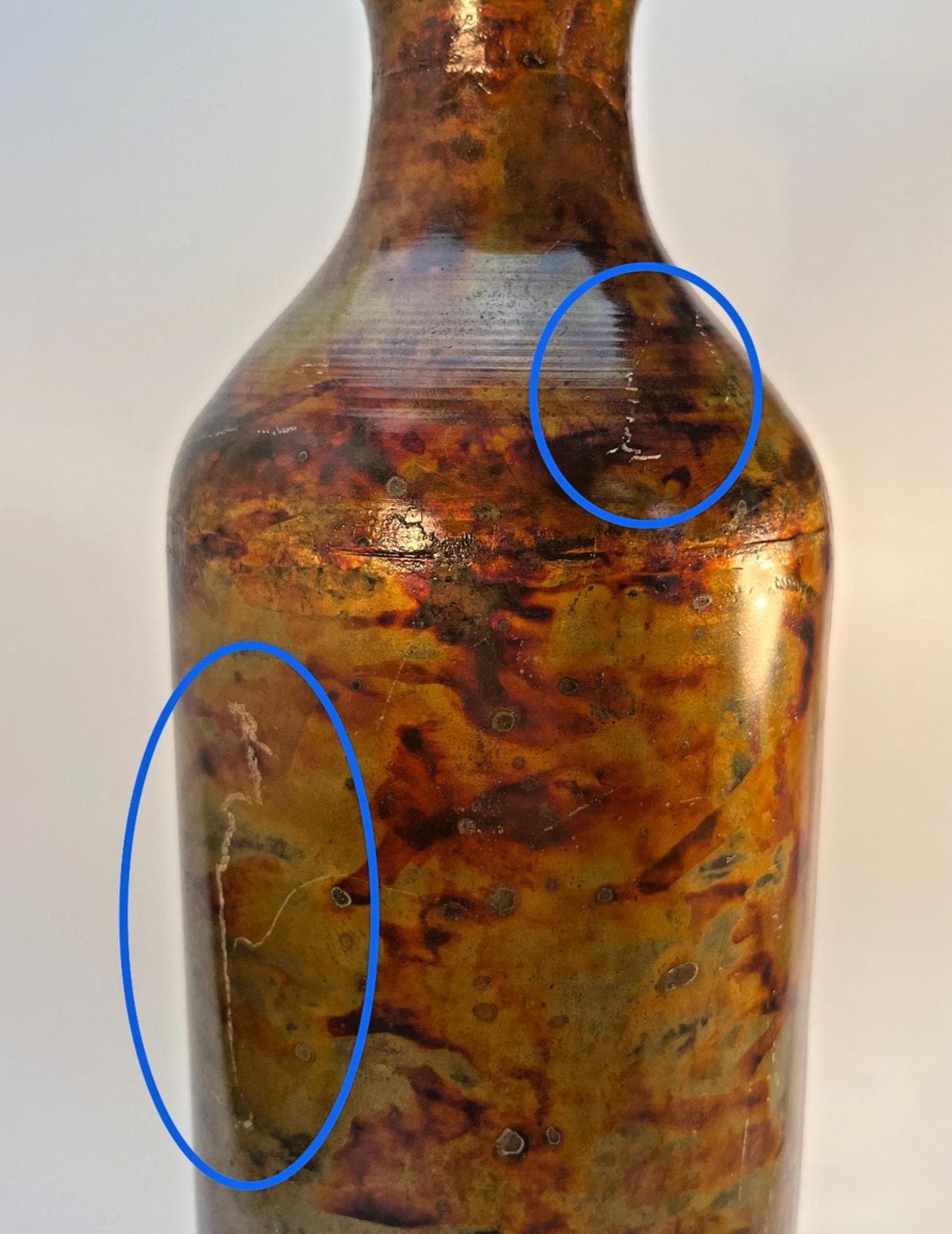 Vintage Iridescent Welded Metal Bottle - Industrial Decor (37.5cm Tall)