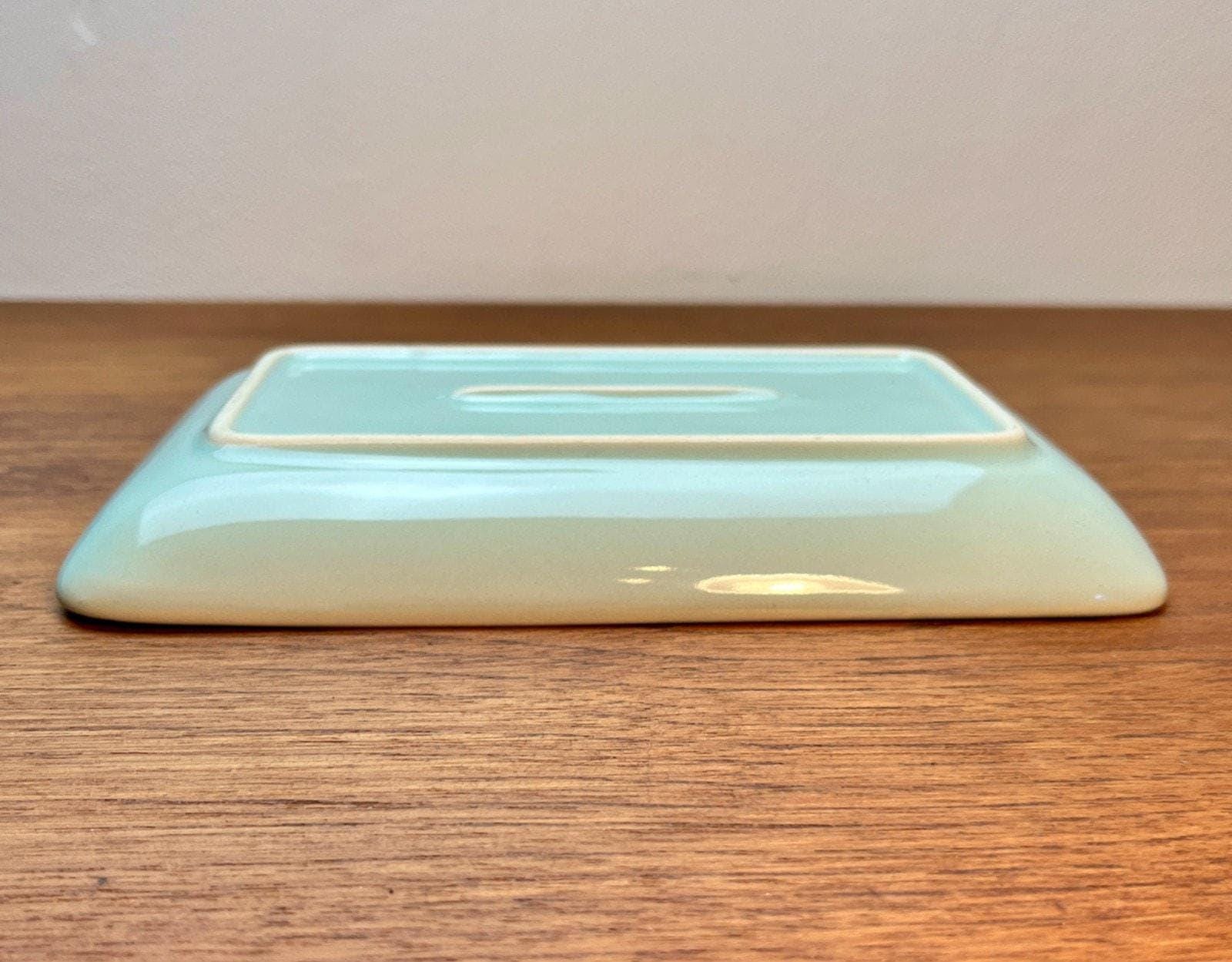 Bloomingville rectangular ceramic tray scandi minimalist mint & black botanical