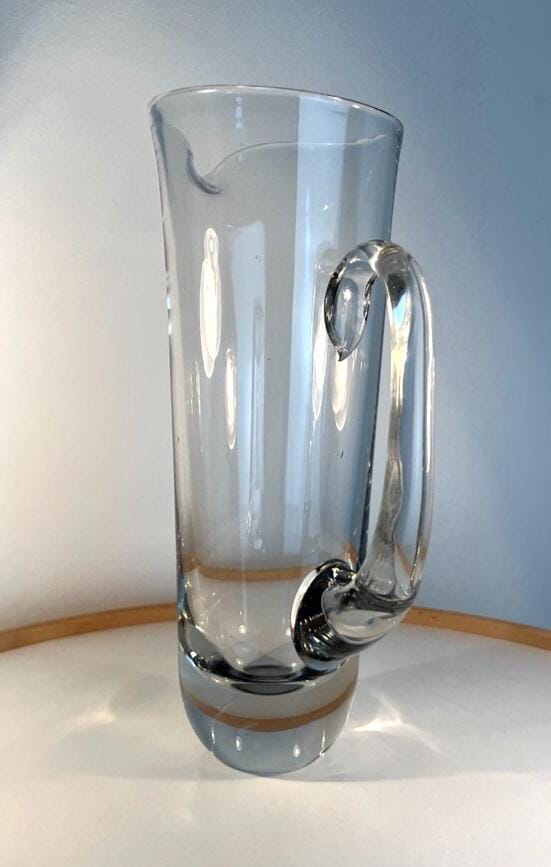 Mid century cocktail pitcher in clear hand blown glass tall glass pitcher 29.5cm