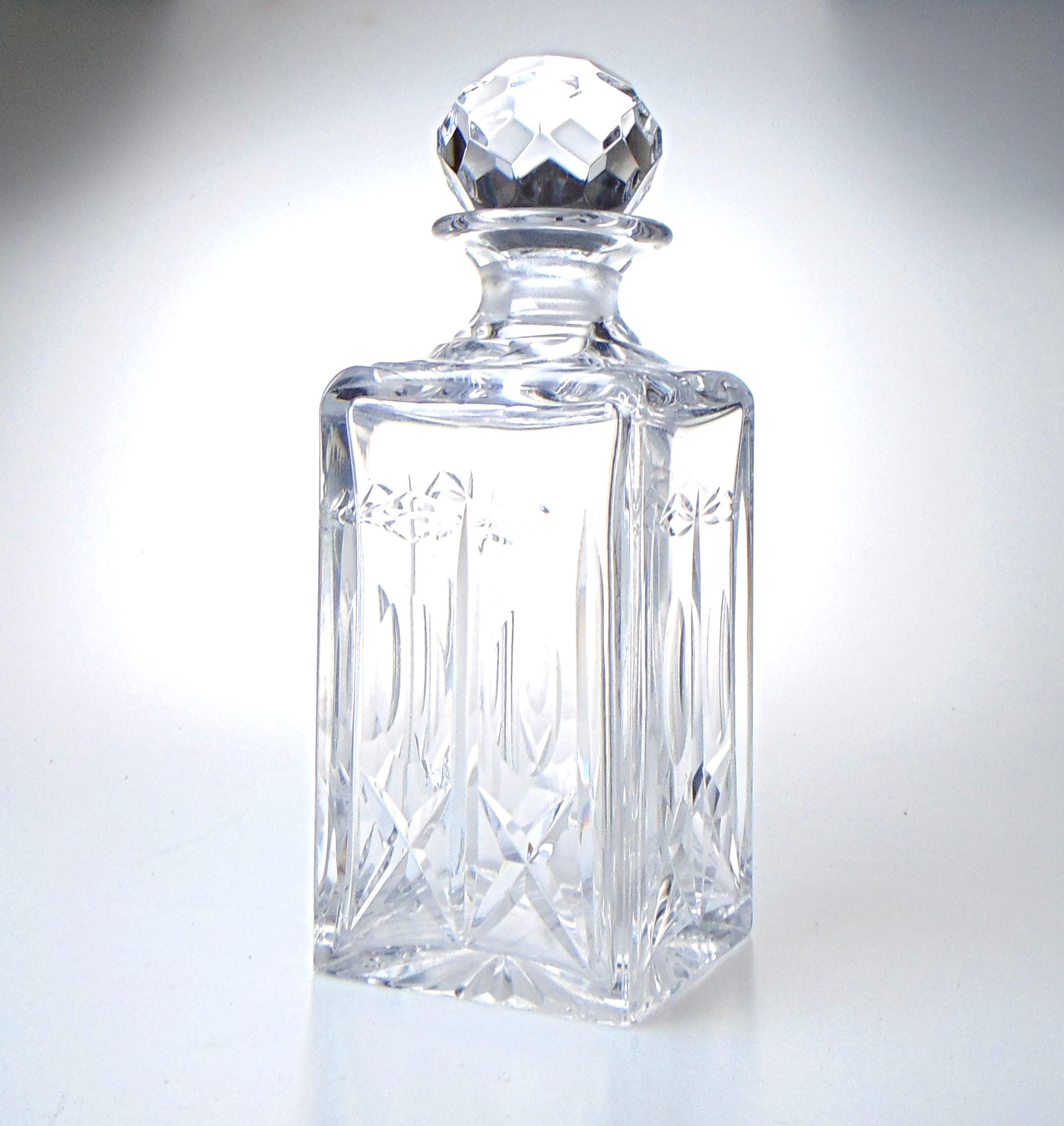 Webb Crystal Decanter: Vintage Square Brandy Whisky Decanter
