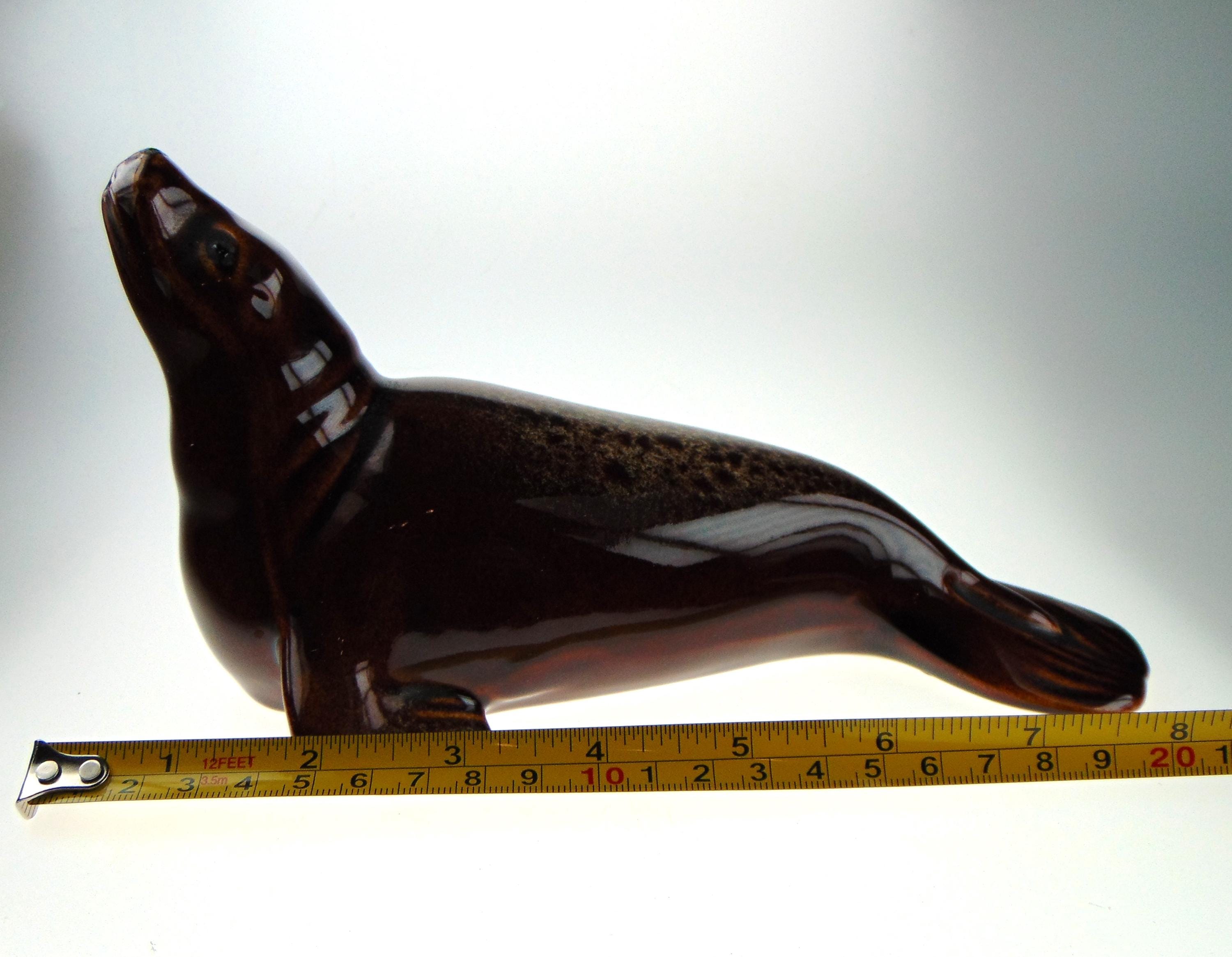 Seal Figurine by Fosters in Brown Honeycomb Finish