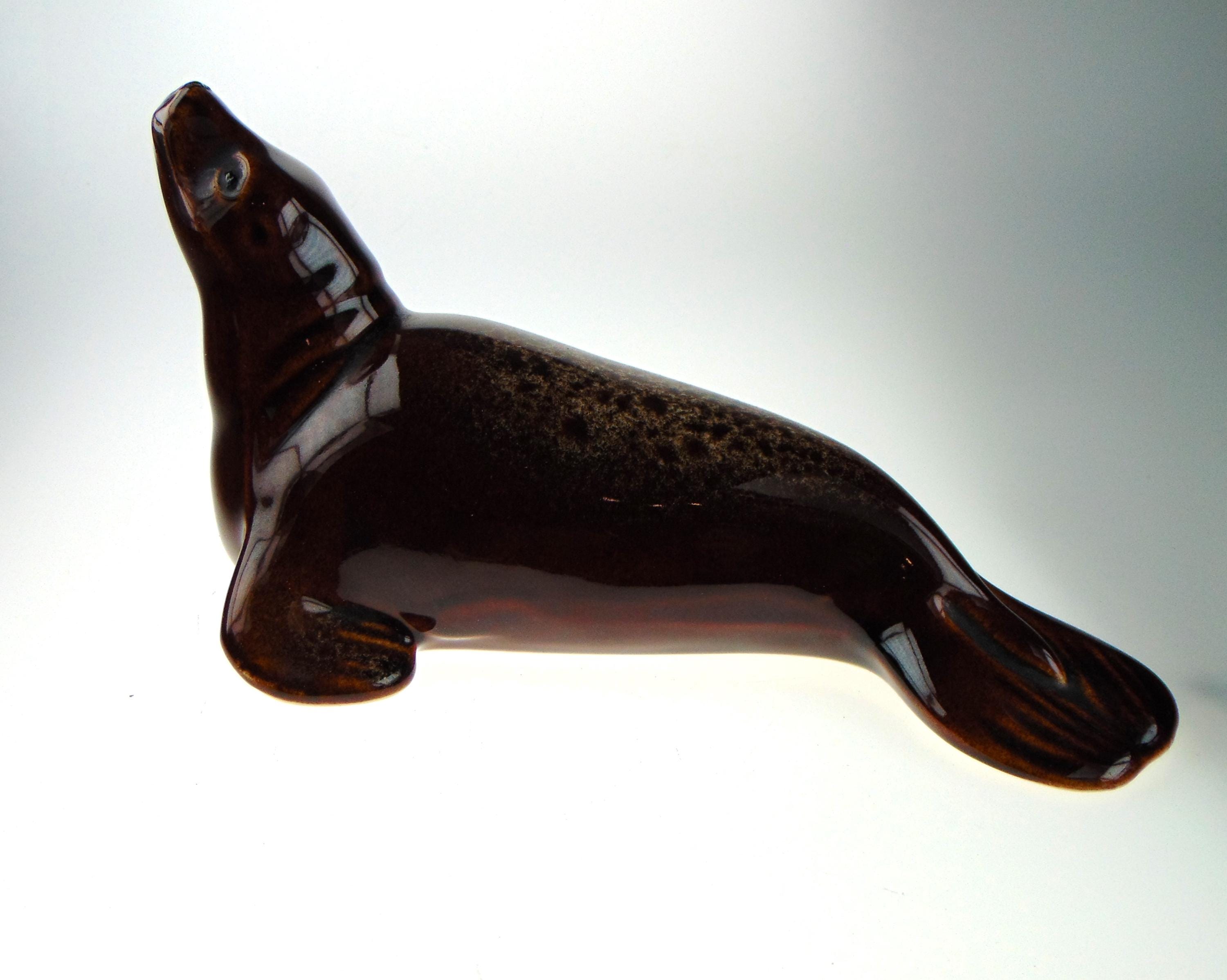 Seal Figurine by Fosters in Brown Honeycomb Finish
