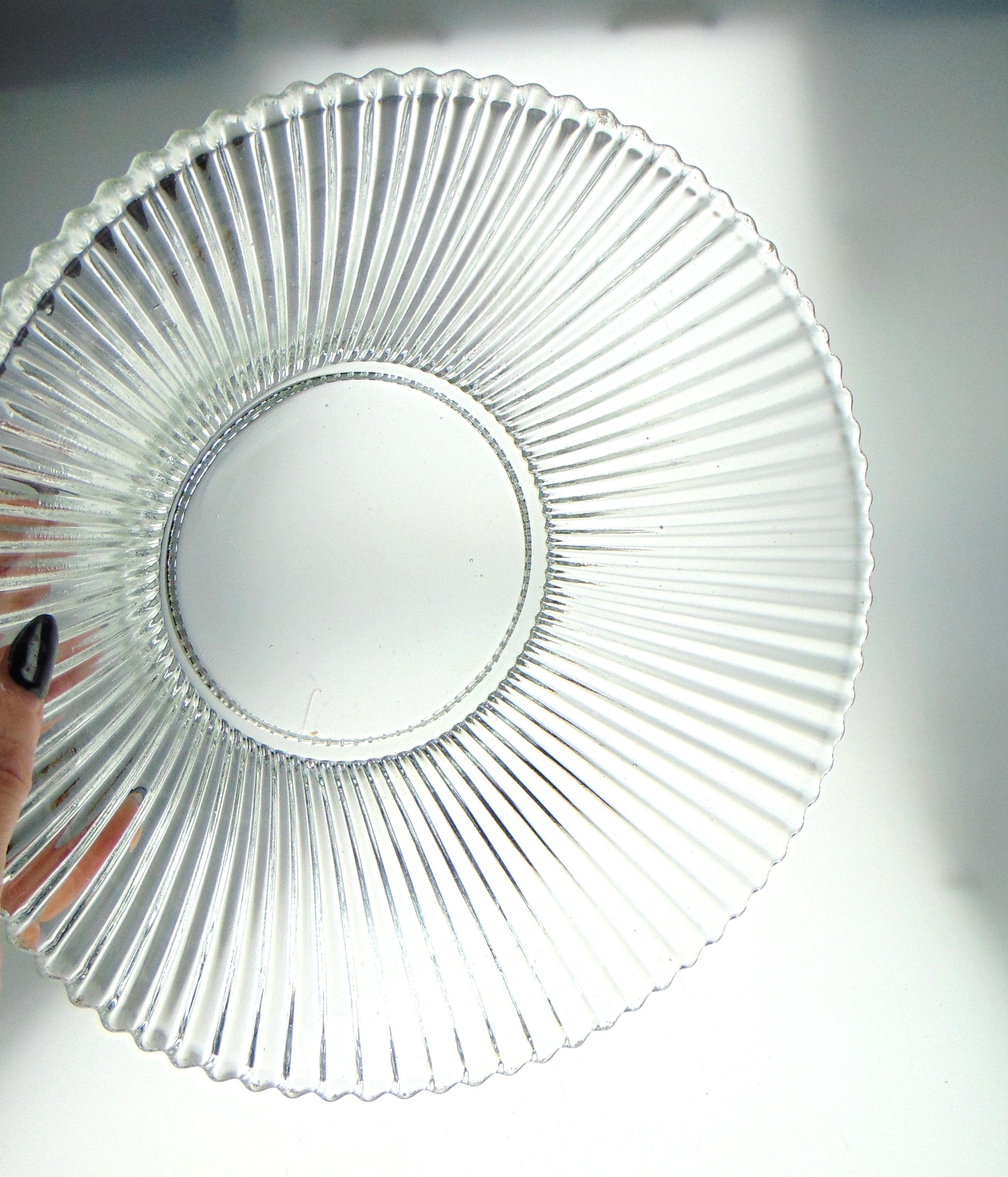 Vintage Salad Bowl or Decorative Bowl in Clear Pressed Glass