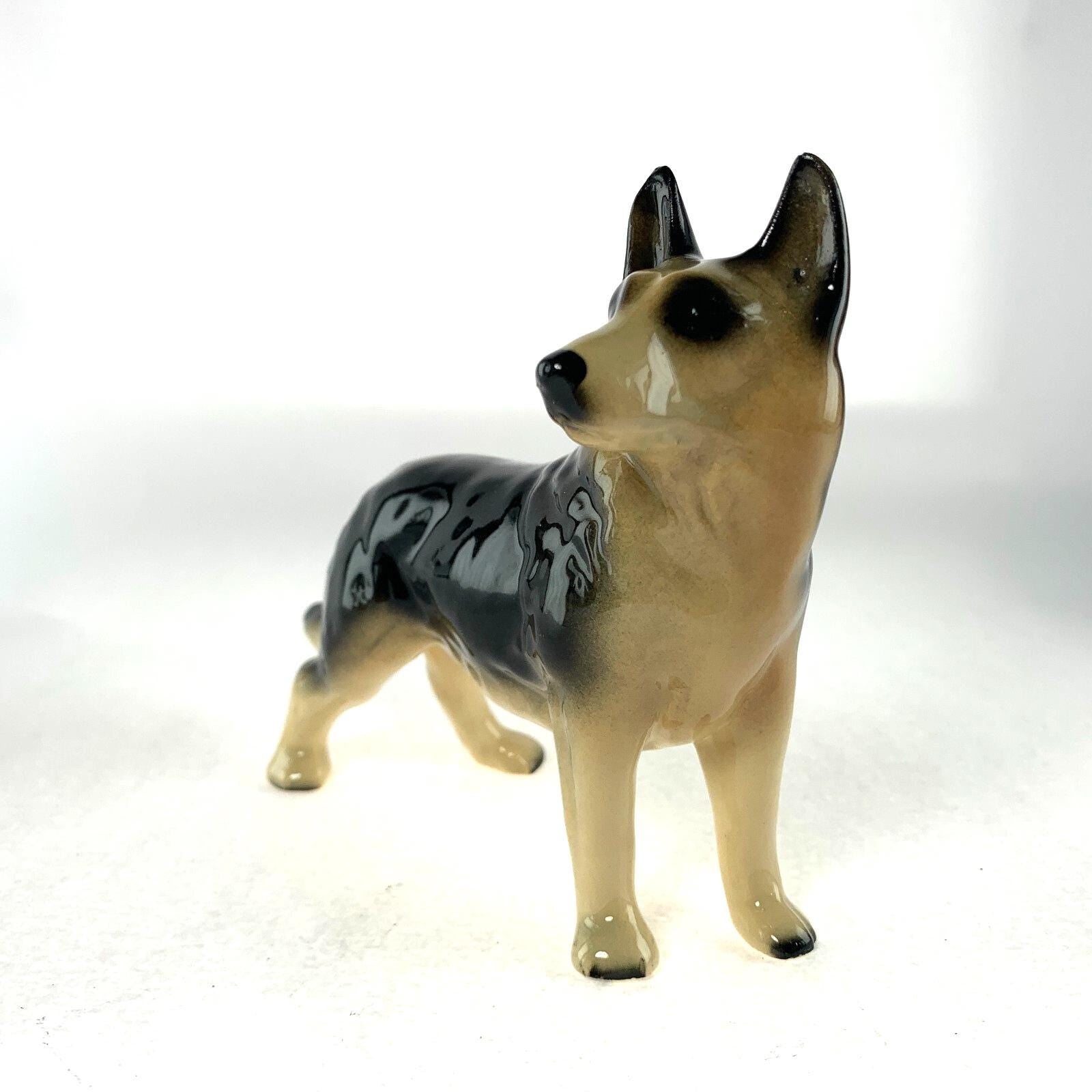 Mid Century German Shepherd Figurine: Vintage Alsatian Dog Ornament