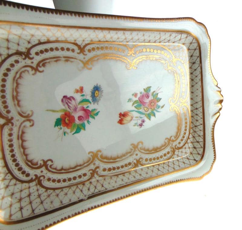 Antique Serving Plate with Gold & Pink Floral Detailing