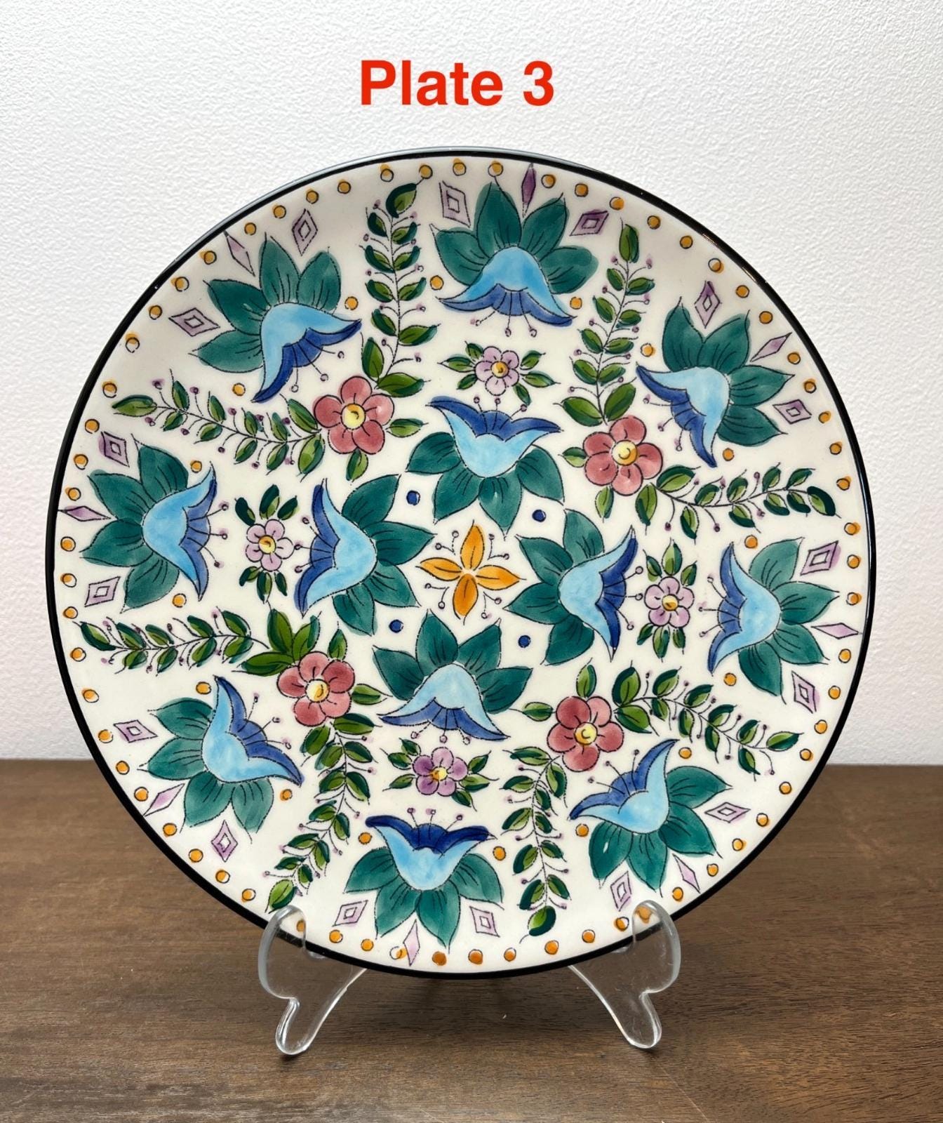 23cm Spanish Folk Art Decorative Plates - Wall Hanging or Display, Hand Painted
