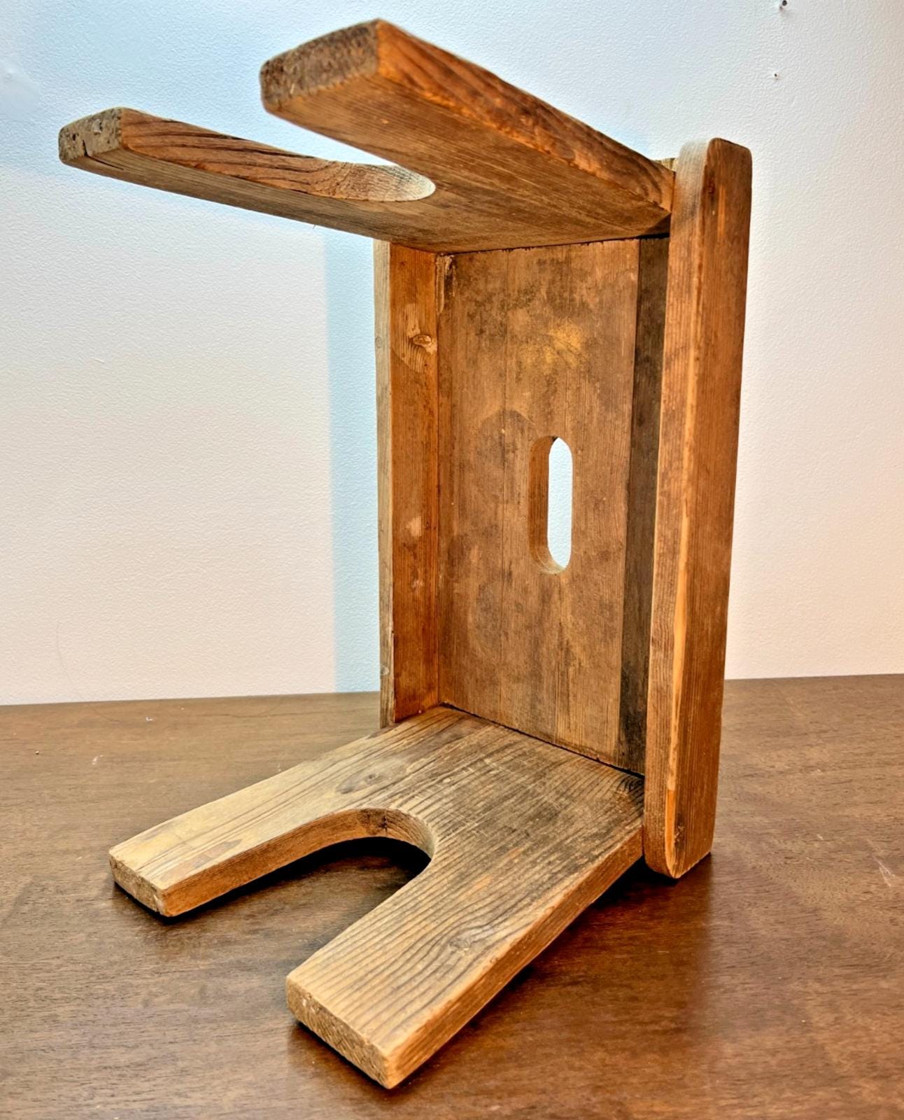 Rustic Vintage Bavarian Wooden Stool / Step Bench – Primitive Farmhouse