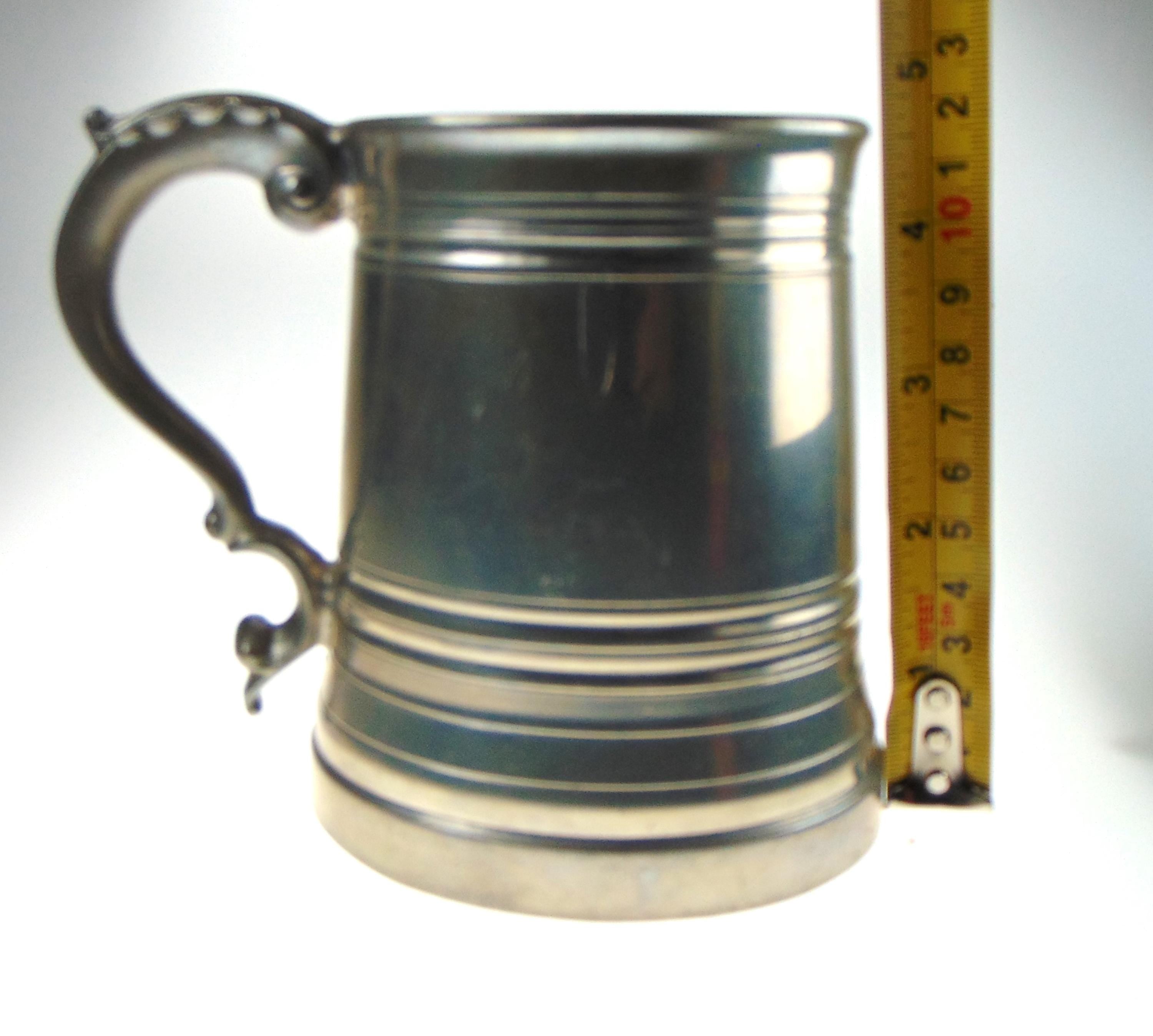 Vintage Tankard with Glass Bottom in English Pewter